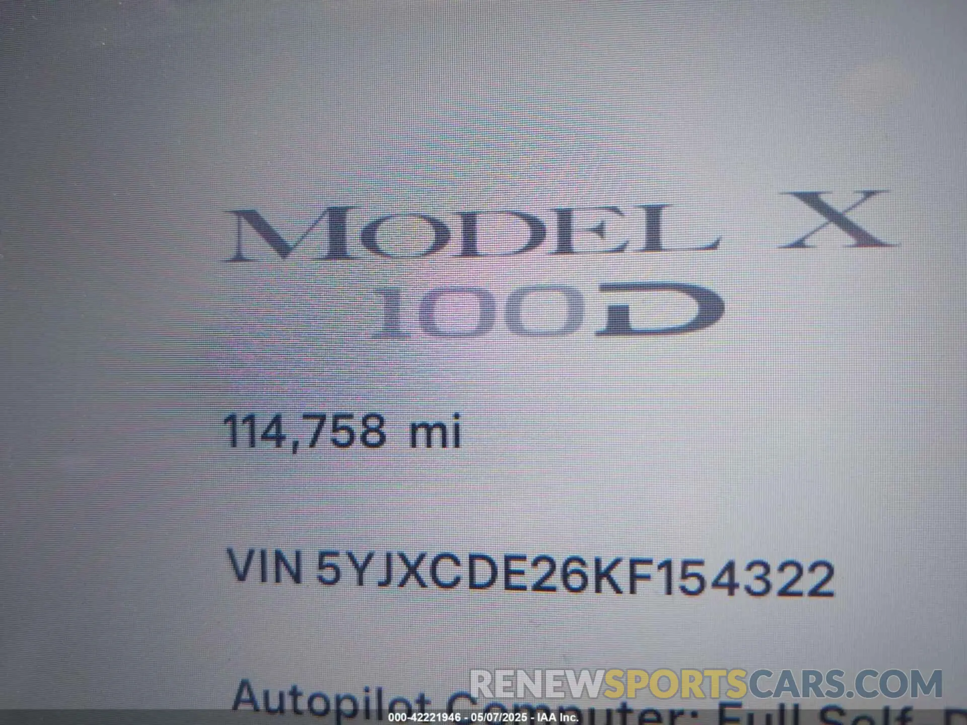 15 fotografías del automóvil dañado 5YJXCDE26KF154322 TESLA MODEL X 2019