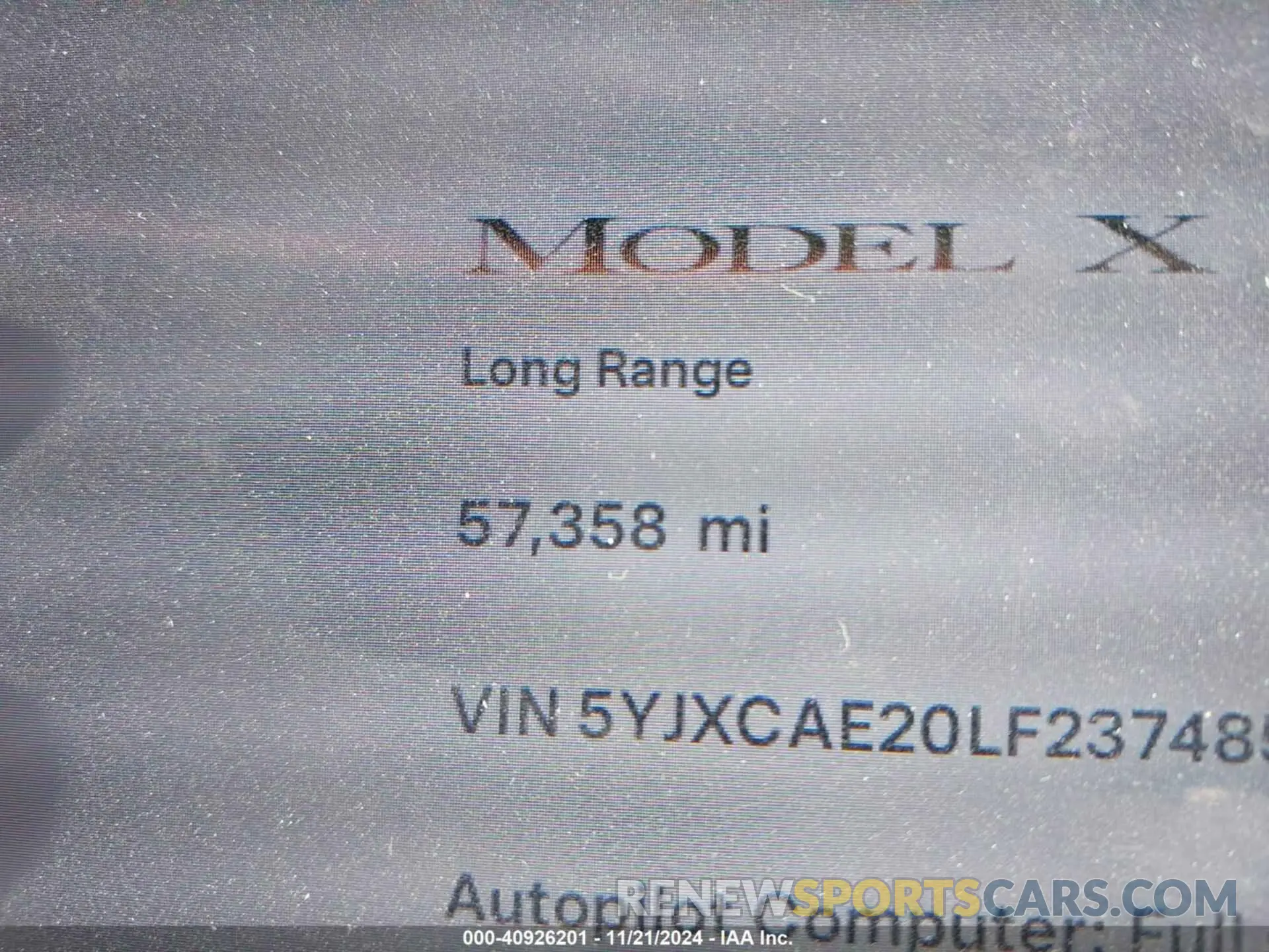 15 fotografías del automóvil dañado 5YJXCAE20LF237485 TESLA MODEL X 2020