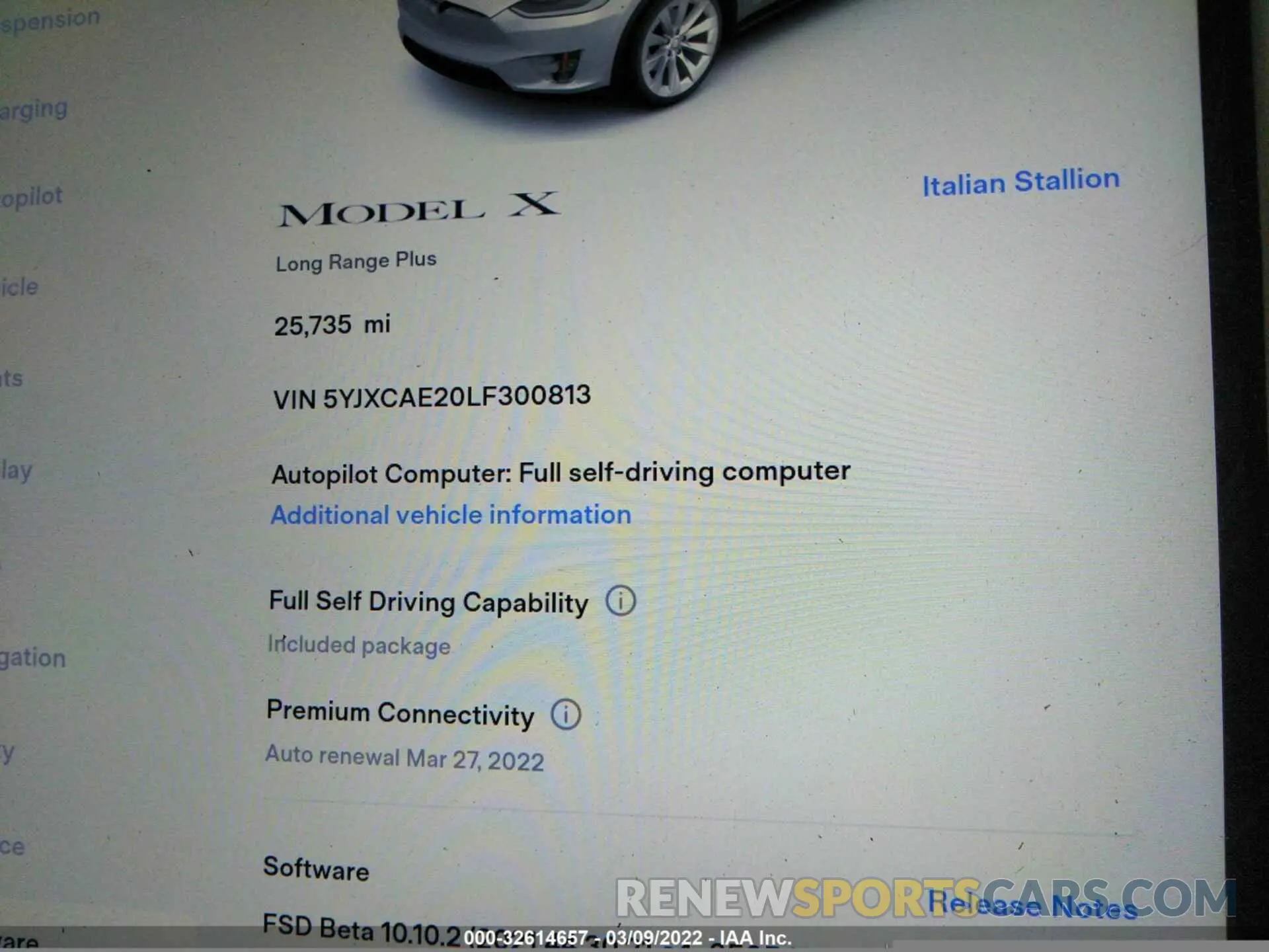 7 fotografías del automóvil dañado 5YJXCAE20LF300813 TESLA MODEL X 2020
