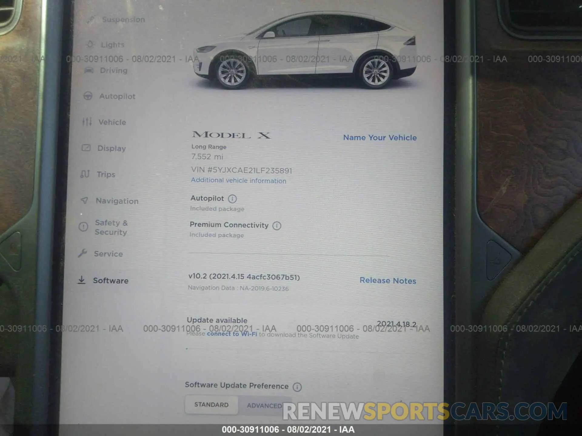 7 fotografías del automóvil dañado 5YJXCAE21LF235891 TESLA MODEL X 2020