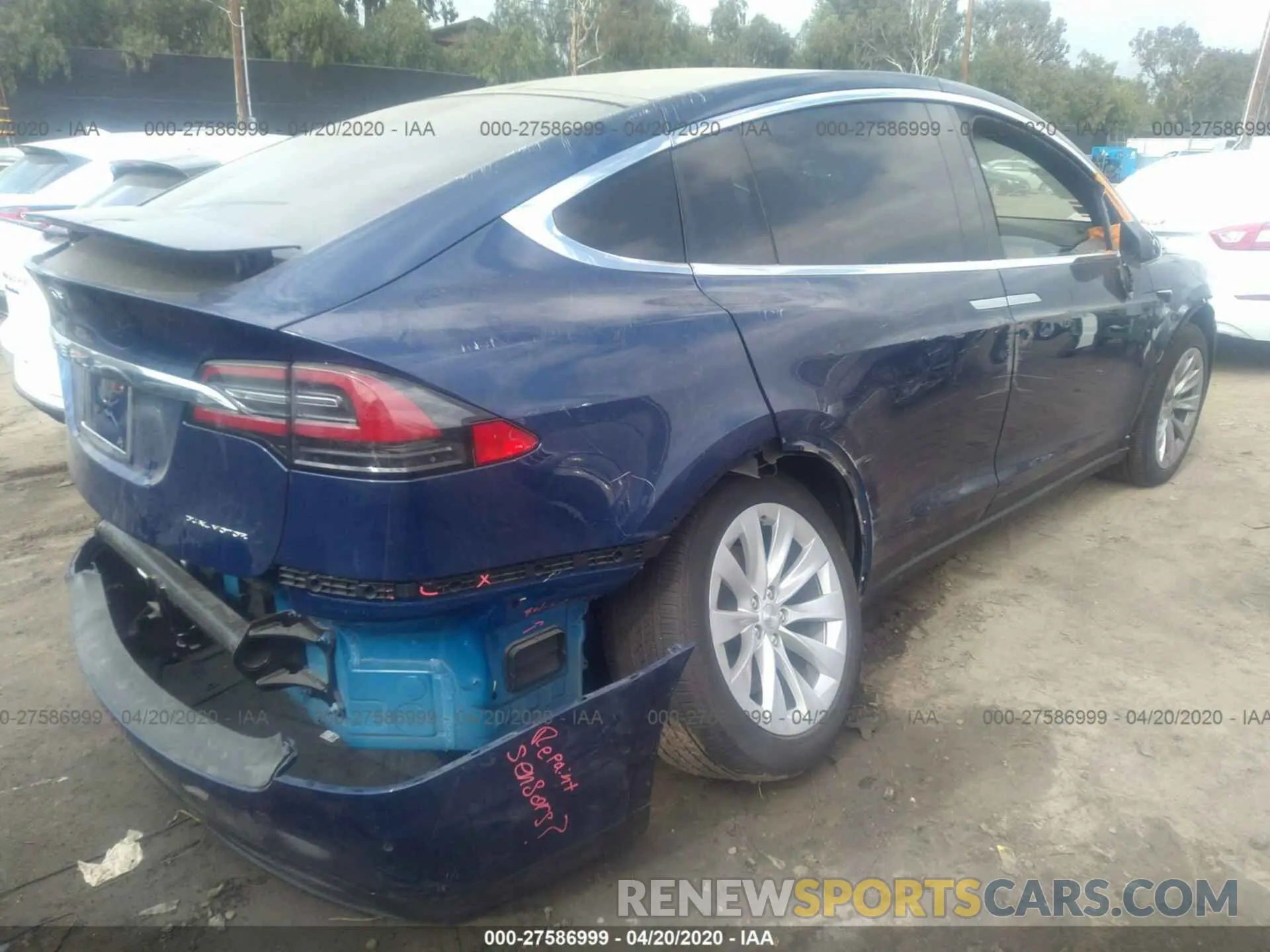 4 fotografías del automóvil dañado 5YJXCAE22LF246723 TESLA MODEL X 2020
