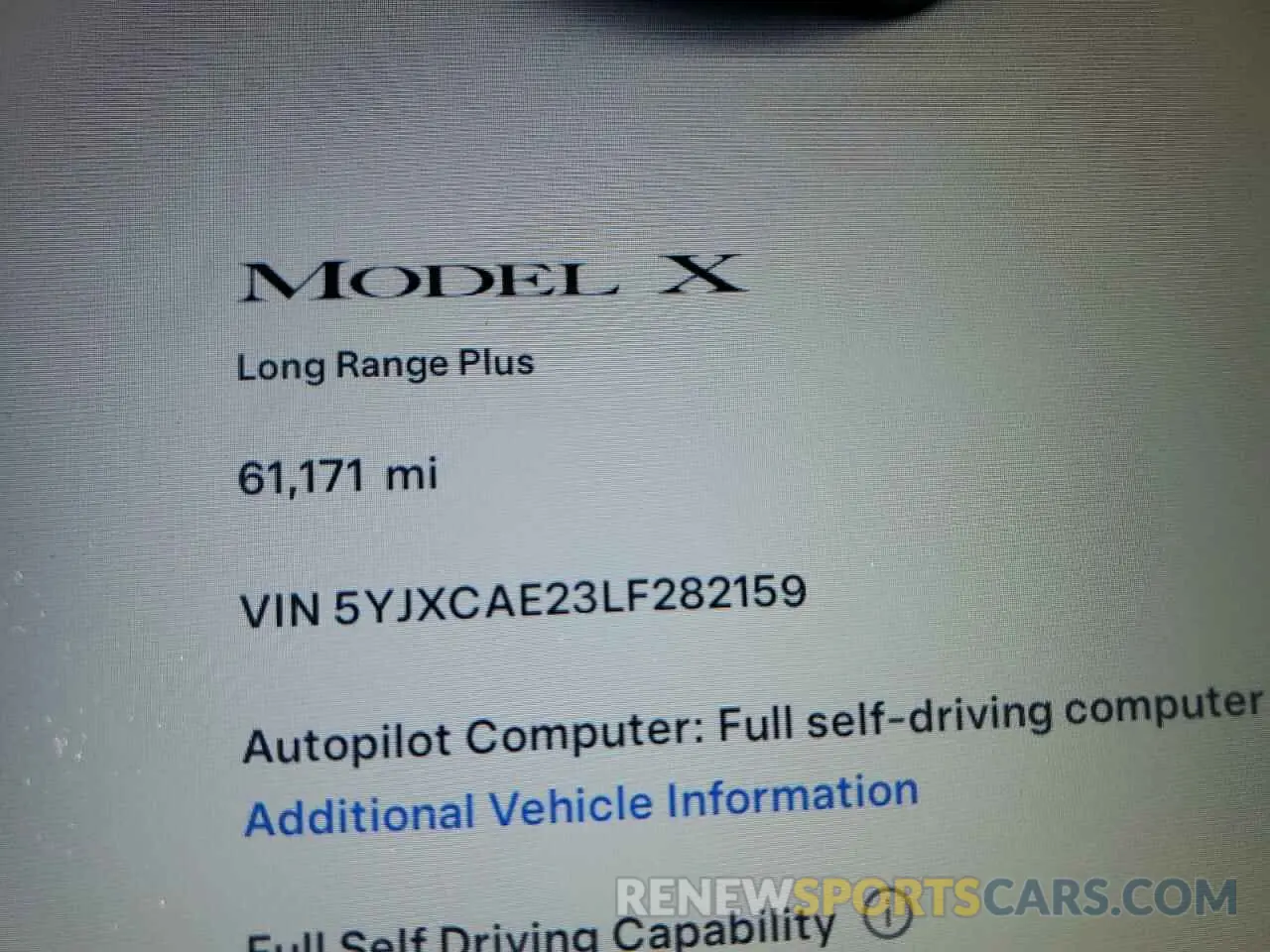 9 fotografías del automóvil dañado 5YJXCAE23LF282159 TESLA MODEL X 2020