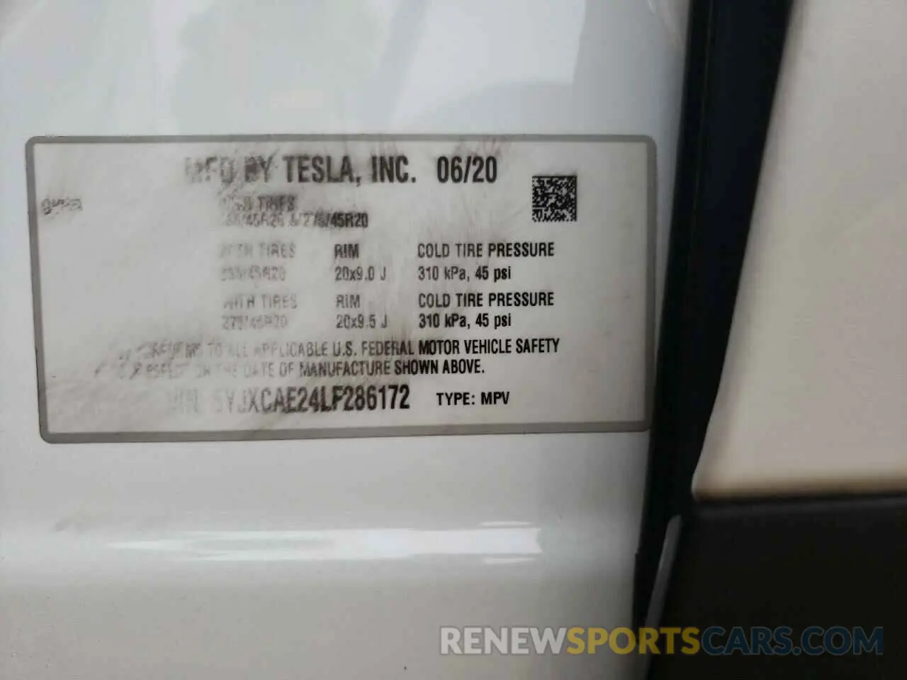 10 fotografías del automóvil dañado 5YJXCAE24LF286172 TESLA MODEL X 2020