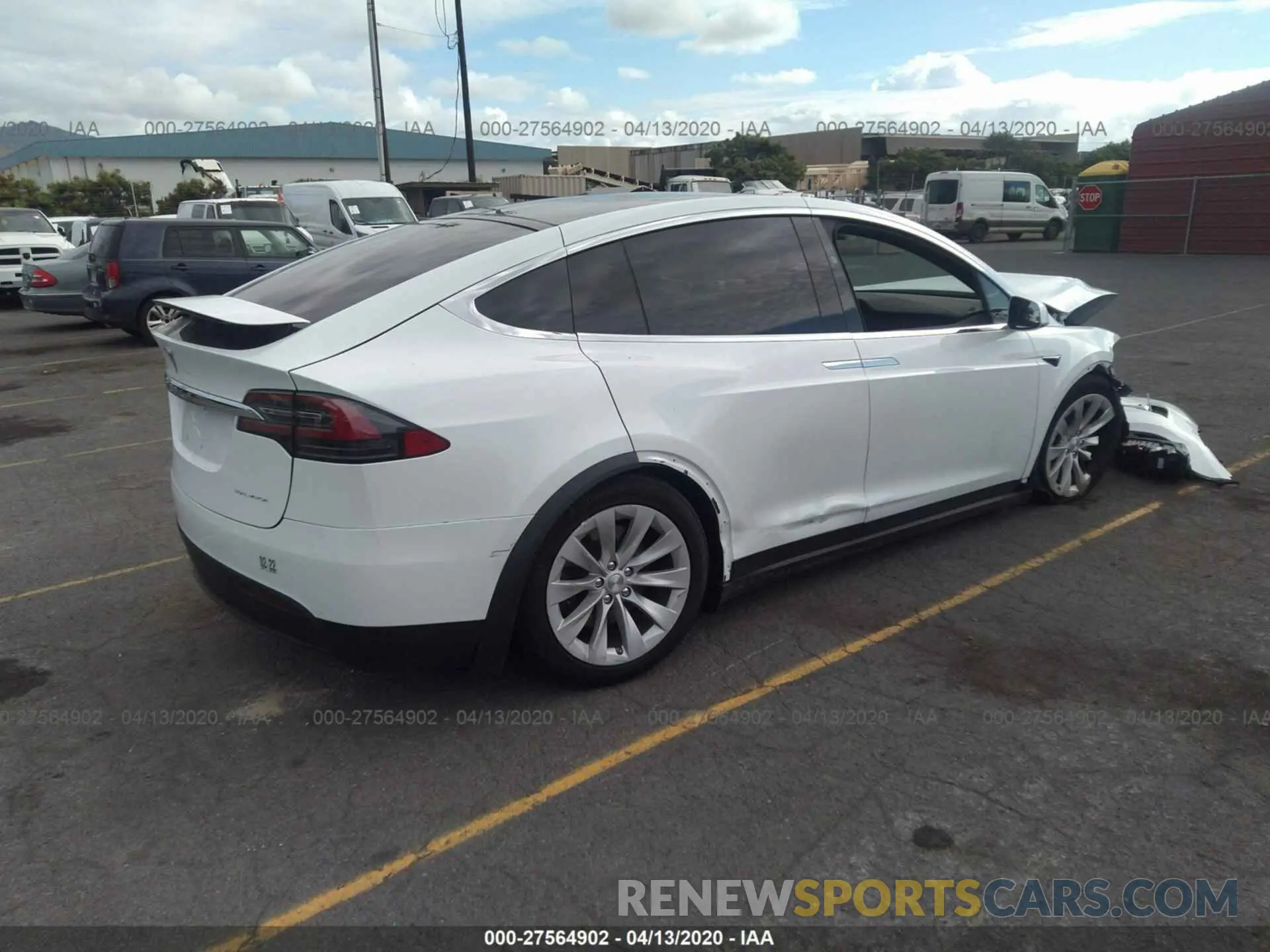 4 fotografías del automóvil dañado 5YJXCAE25LF234372 TESLA MODEL X 2020