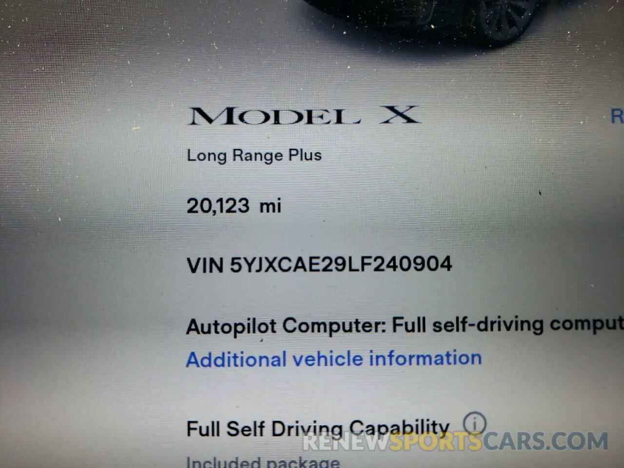 8 fotografías del automóvil dañado 5YJXCAE29LF240904 TESLA MODEL X 2020