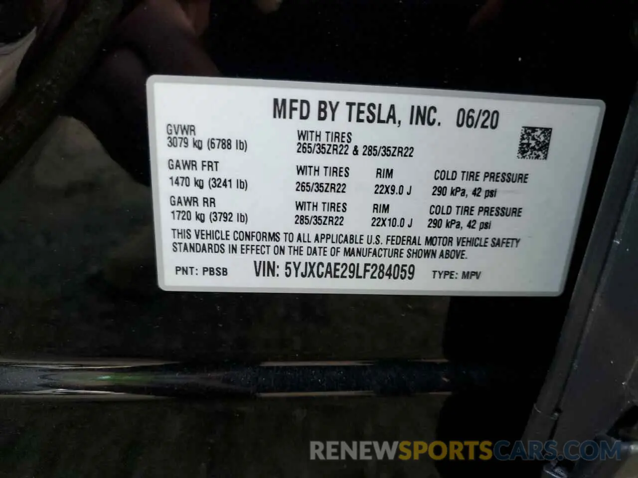 14 fotografías del automóvil dañado 5YJXCAE29LF284059 TESLA MODEL X 2020