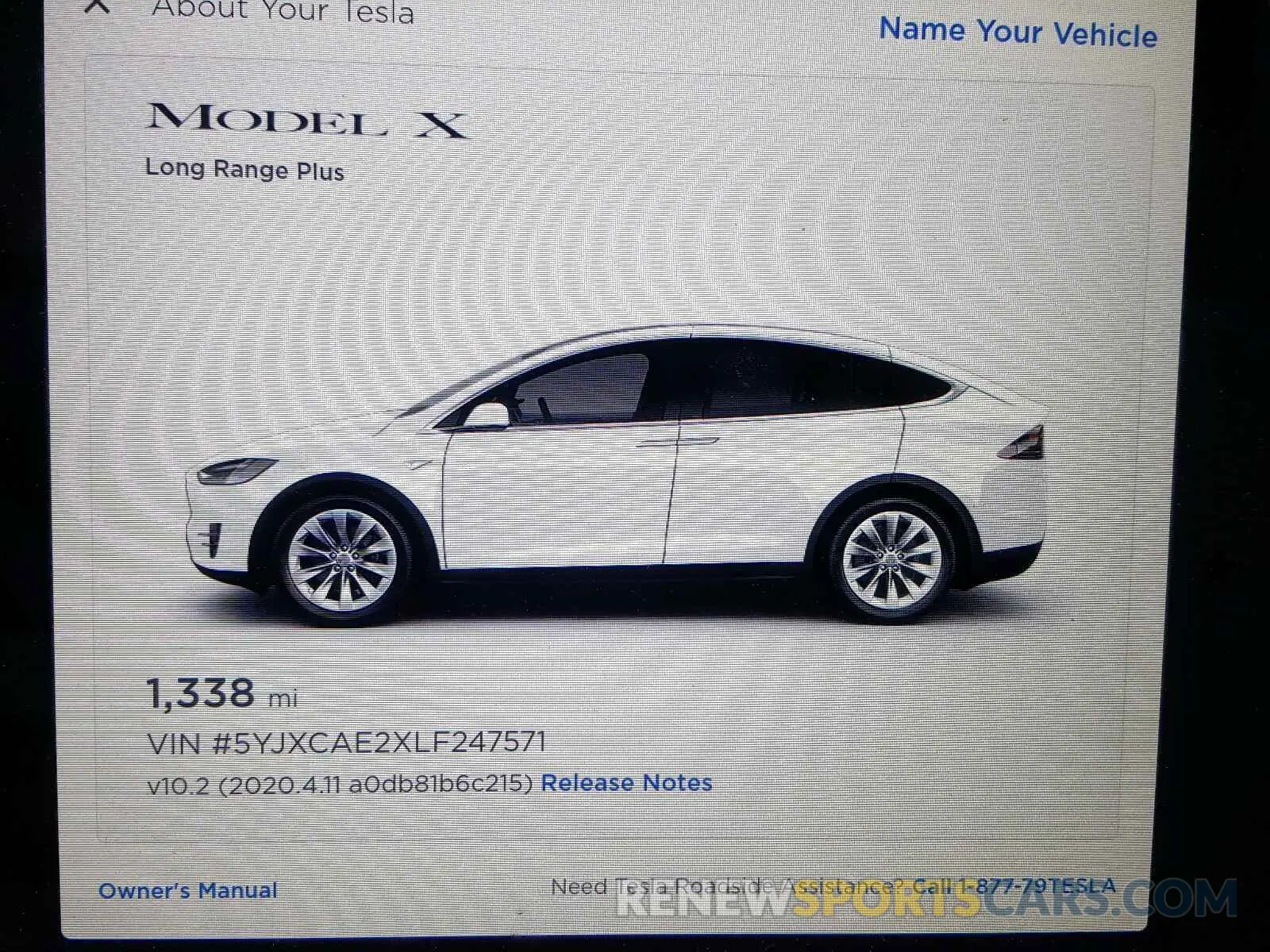 8 fotografías del automóvil dañado 5YJXCAE2XLF247571 TESLA MODEL X 2020