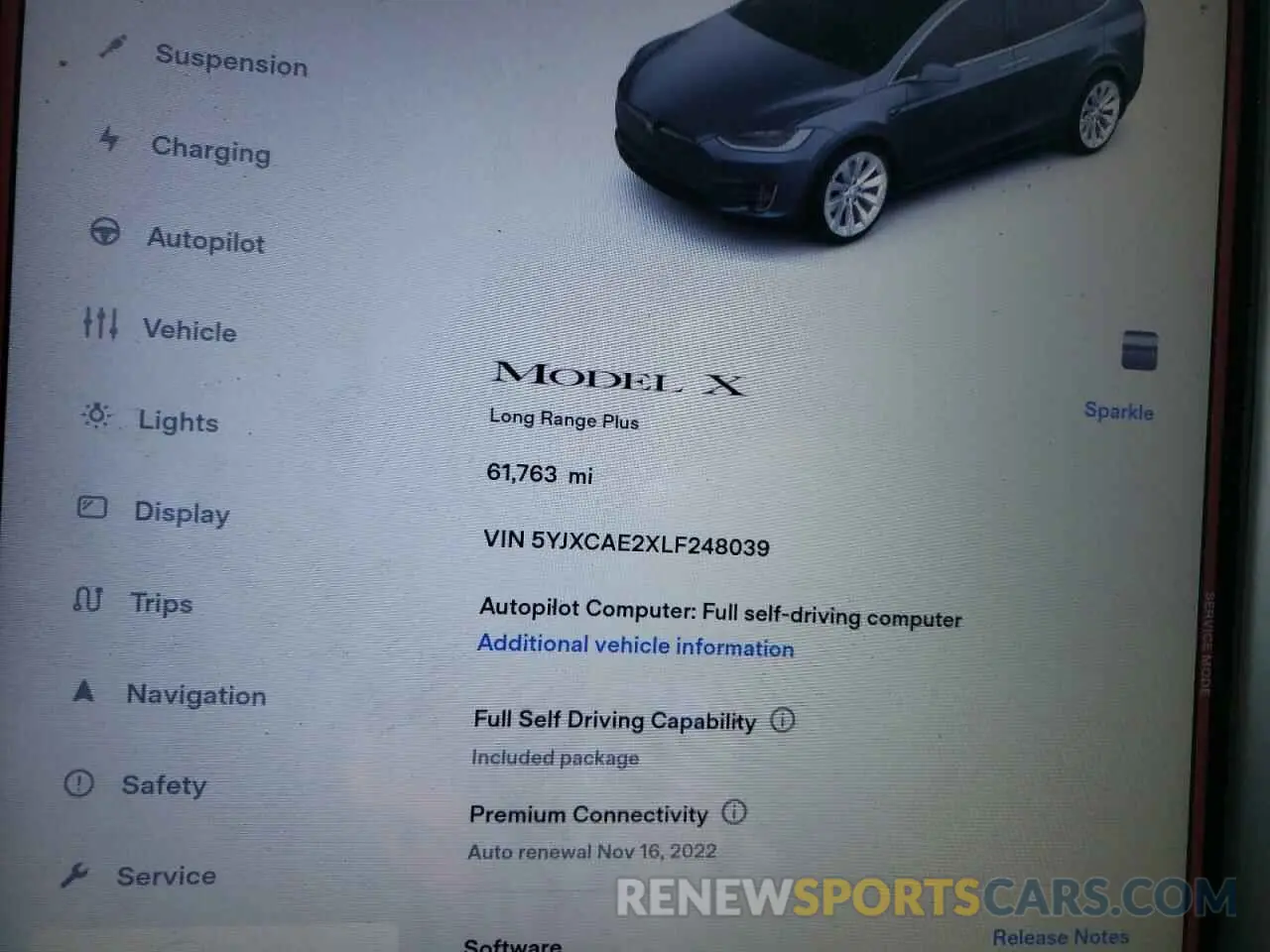8 fotografías del automóvil dañado 5YJXCAE2XLF248039 TESLA MODEL X 2020