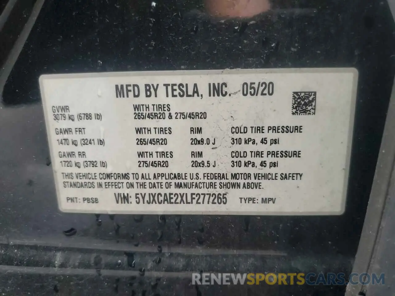 13 fotografías del automóvil dañado 5YJXCAE2XLF277265 TESLA MODEL X 2020