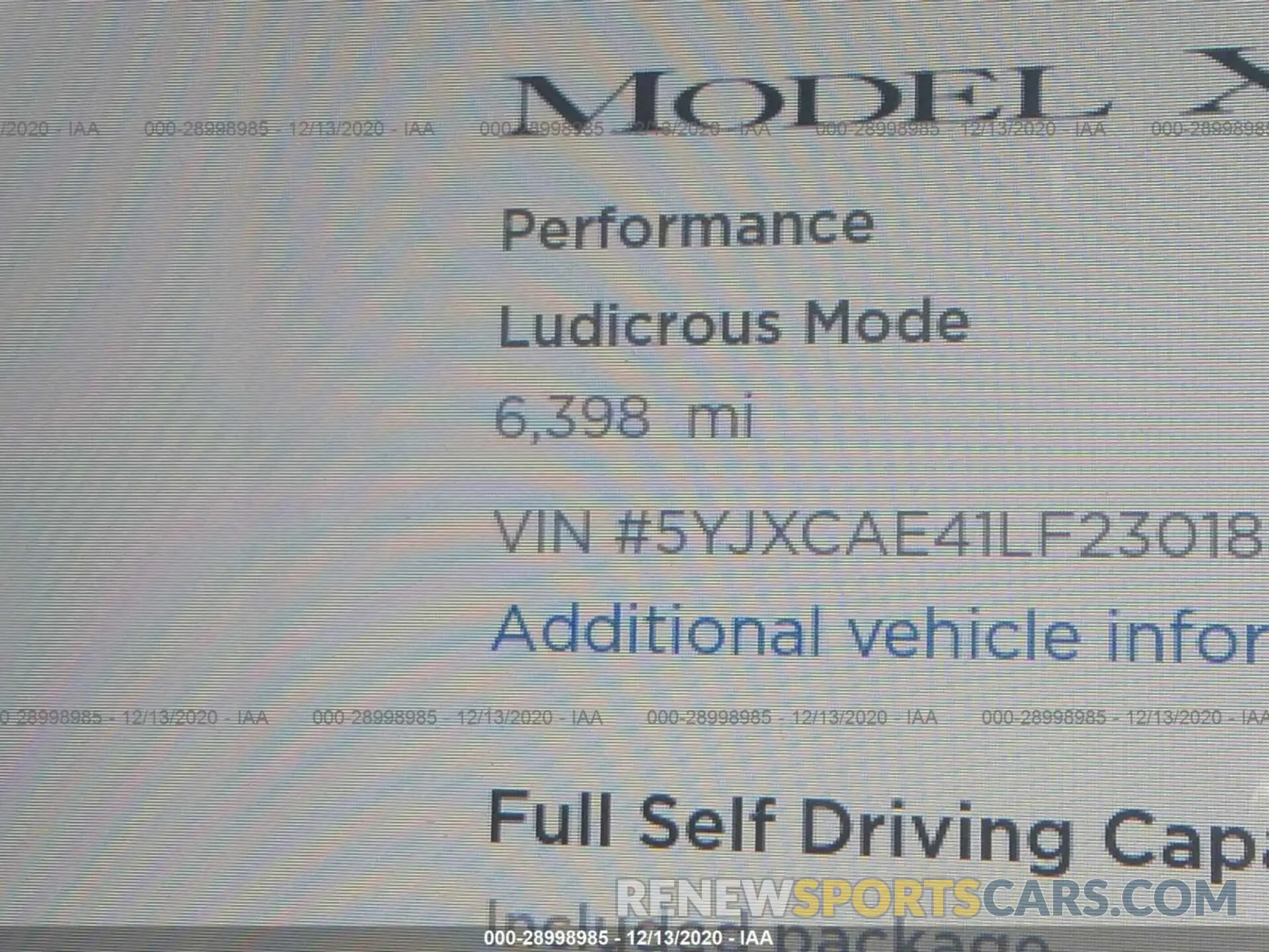 7 fotografías del automóvil dañado 5YJXCAE41LF230188 TESLA MODEL X 2020