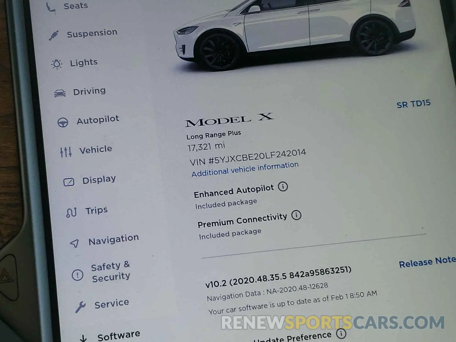 8 fotografías del automóvil dañado 5YJXCBE20LF242014 TESLA MODEL X 2020