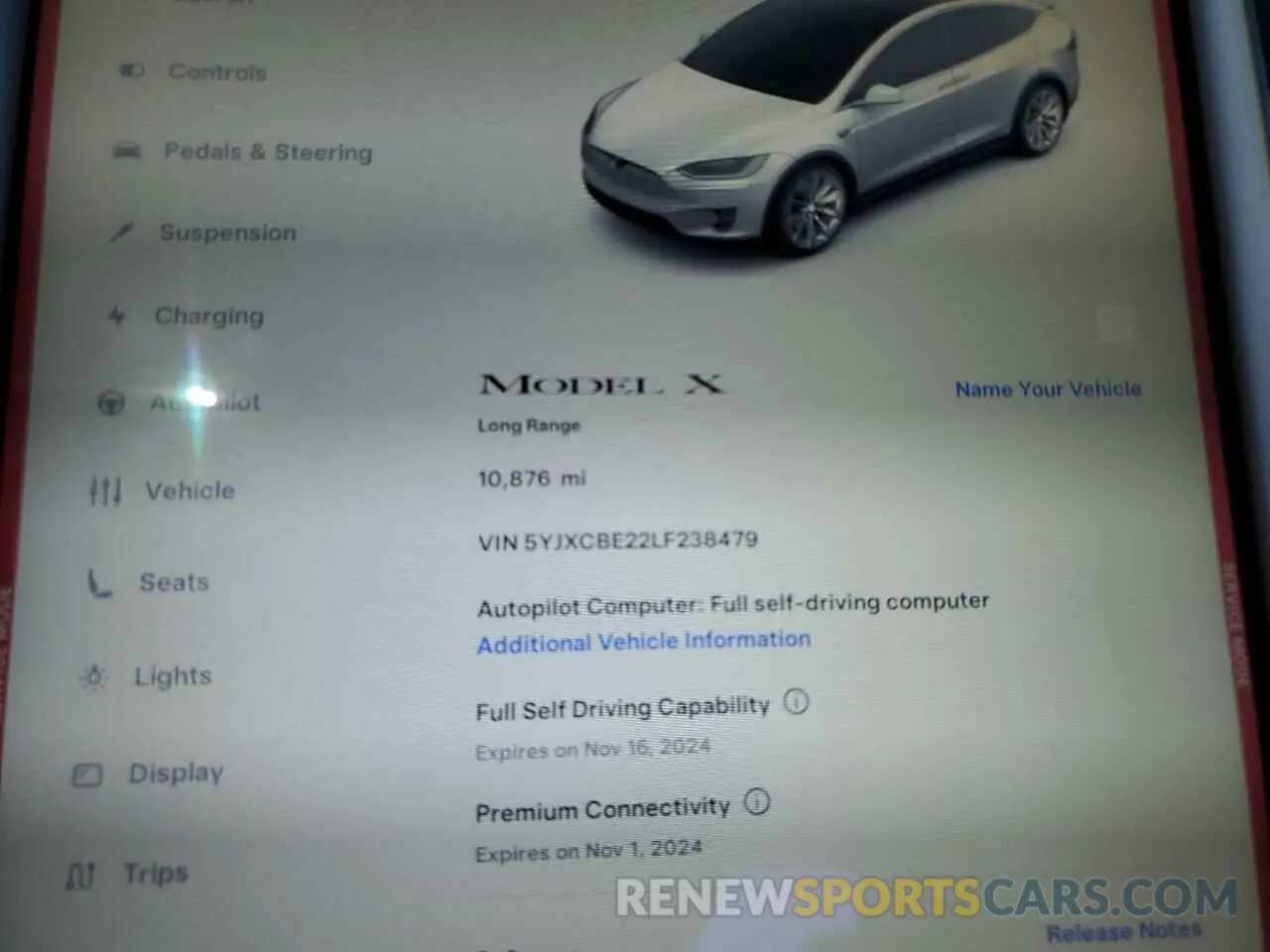 9 fotografías del automóvil dañado 5YJXCBE22LF238479 TESLA MODEL X 2020