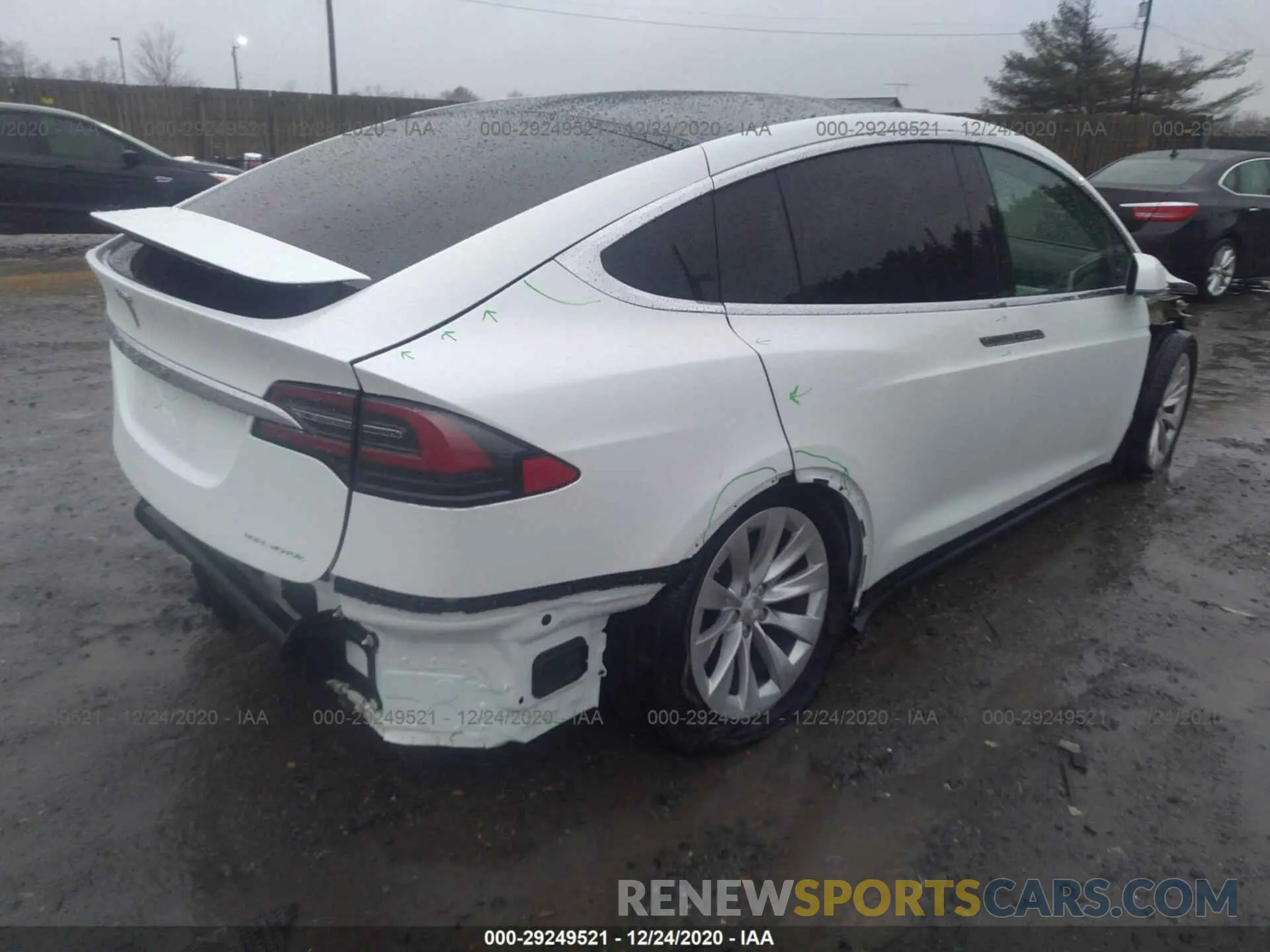 4 fotografías del automóvil dañado 5YJXCBE23LF231606 TESLA MODEL X 2020