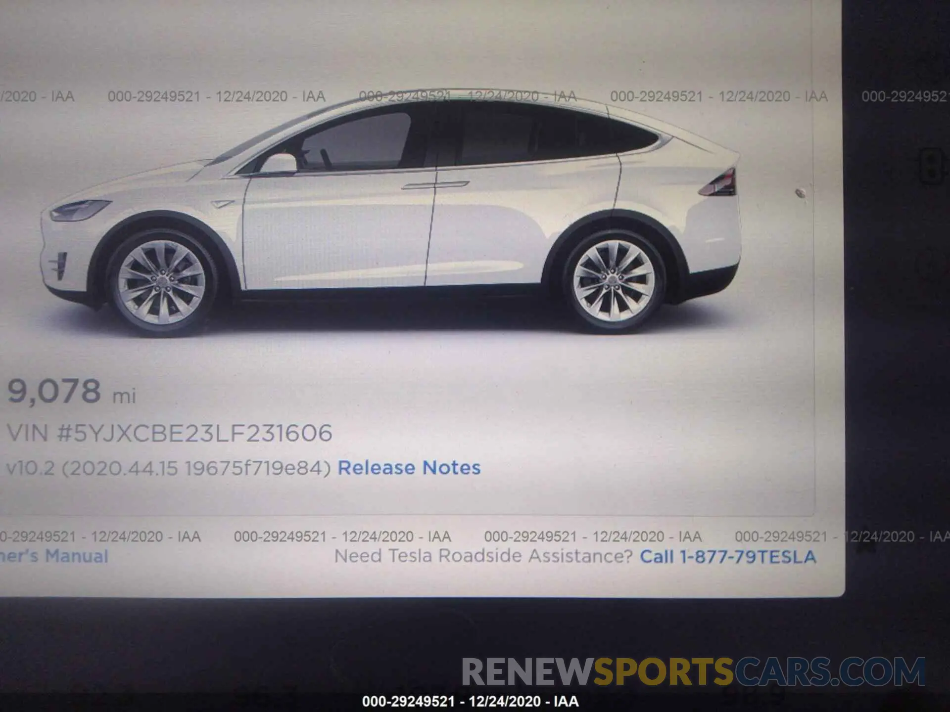 9 fotografías del automóvil dañado 5YJXCBE23LF231606 TESLA MODEL X 2020