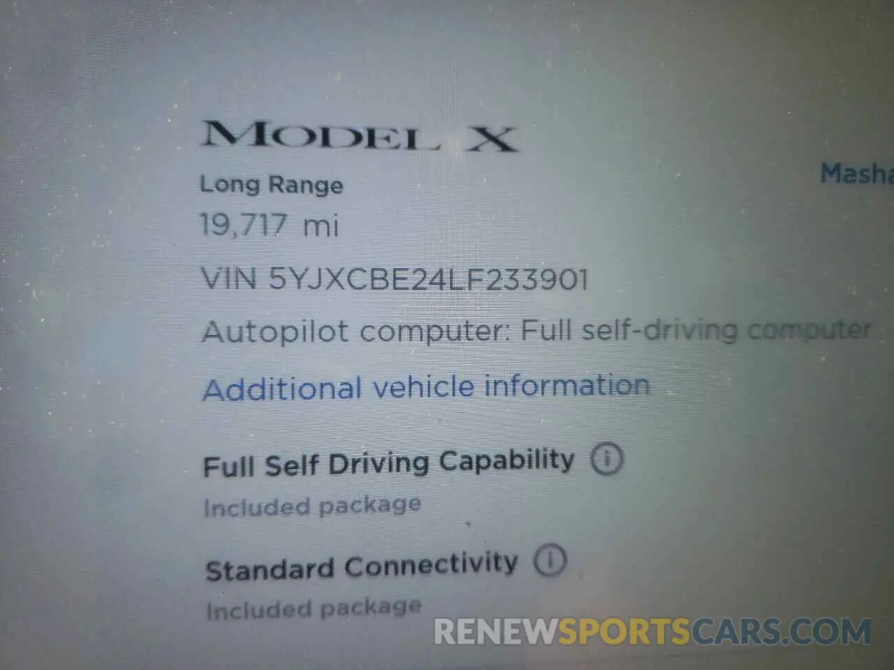 8 fotografías del automóvil dañado 5YJXCBE24LF233901 TESLA MODEL X 2020