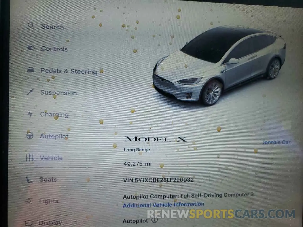 9 fotografías del automóvil dañado 5YJXCBE25LF220932 TESLA MODEL X 2020