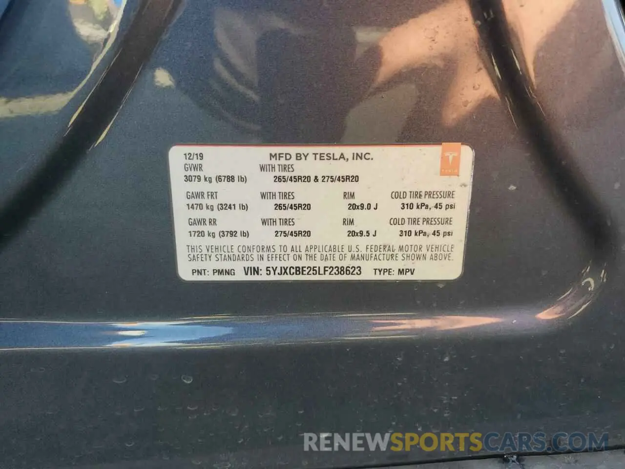 15 fotografías del automóvil dañado 5YJXCBE25LF238623 TESLA MODEL X 2020