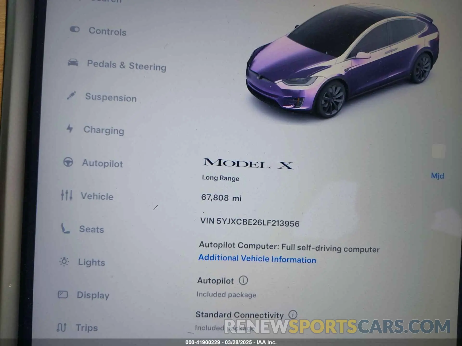 15 fotografías del automóvil dañado 5YJXCBE26LF213956 TESLA MODEL X 2020