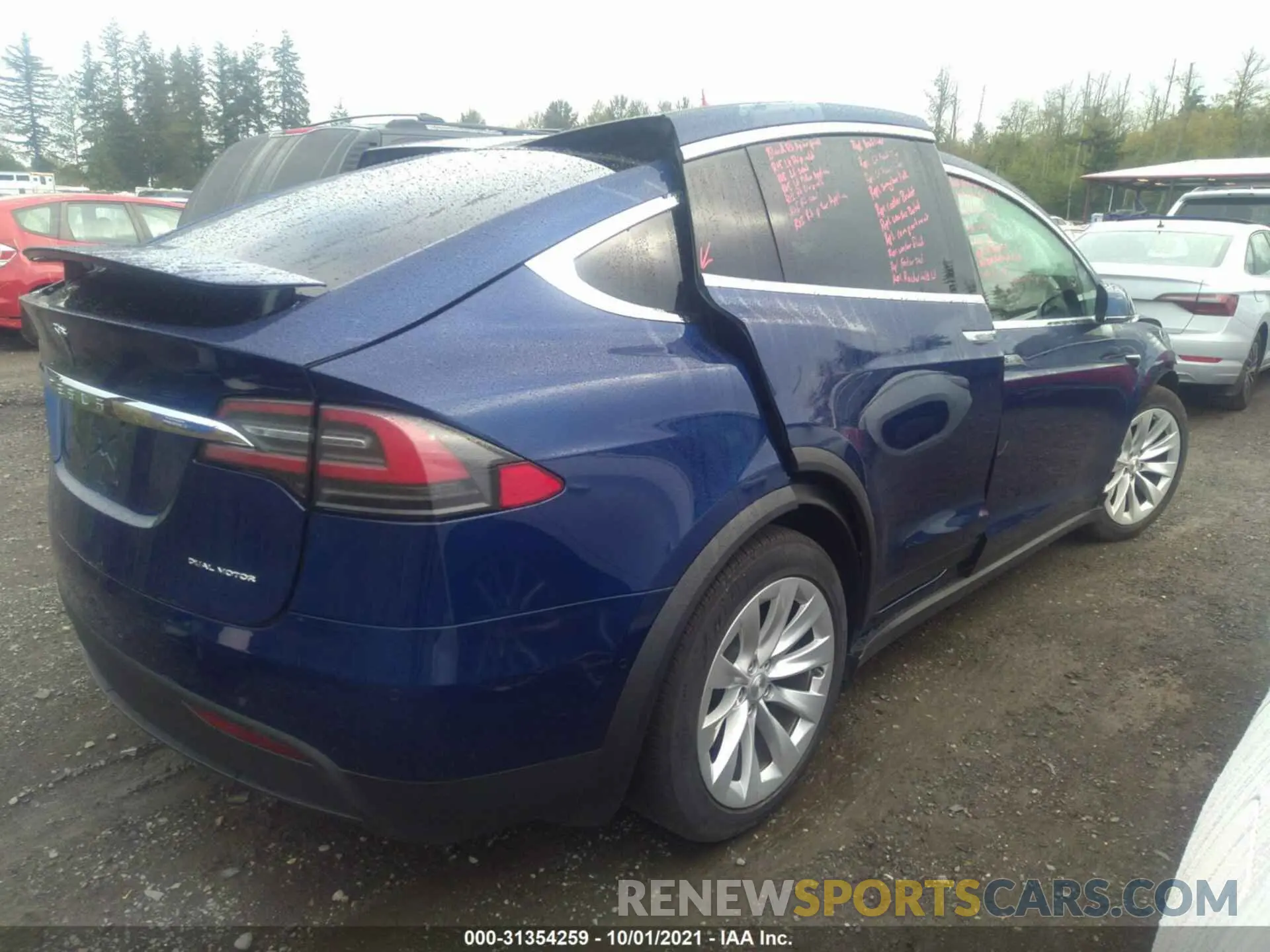 4 fotografías del automóvil dañado 5YJXCBE26LF244110 TESLA MODEL X 2020