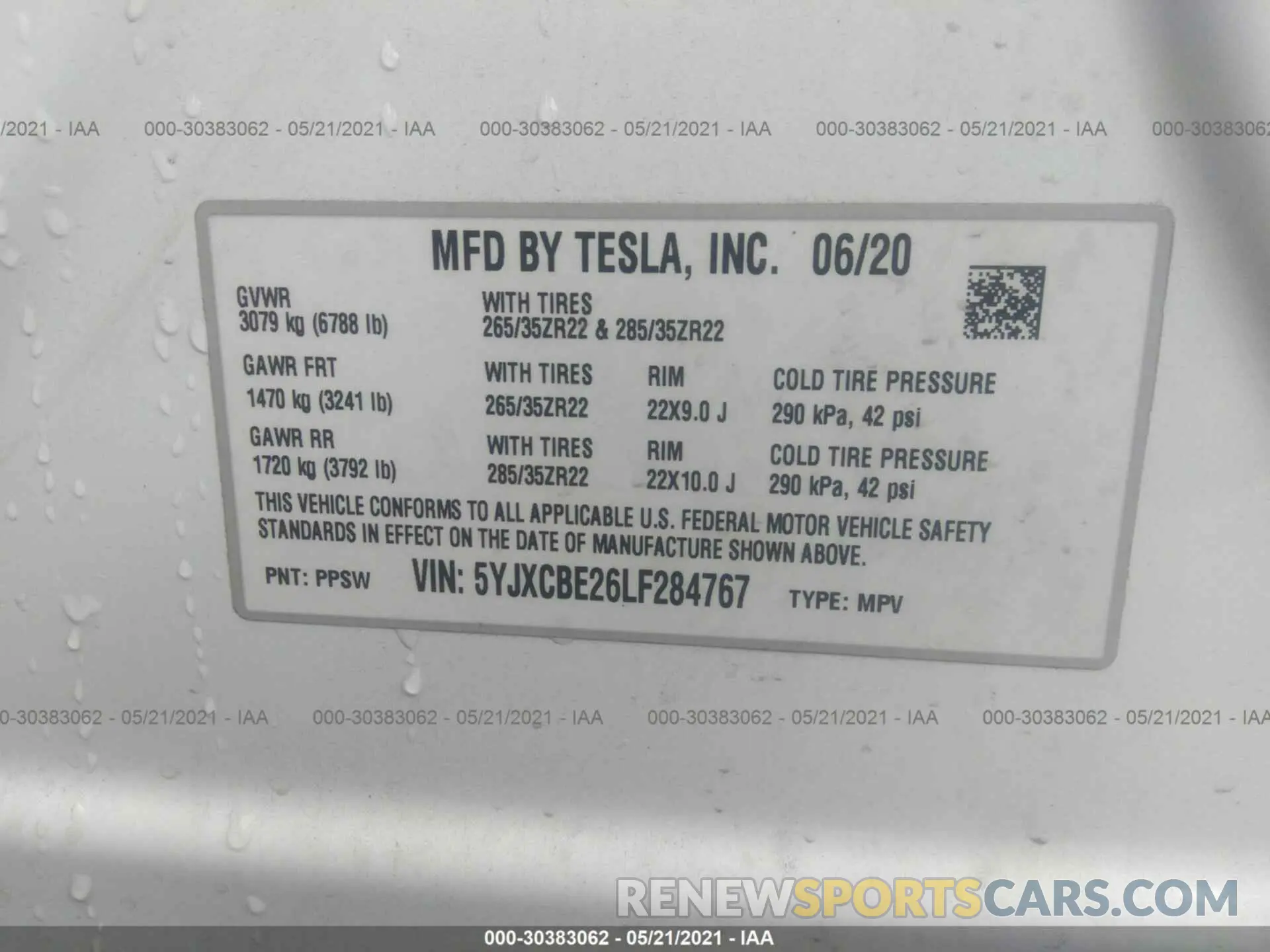 9 fotografías del automóvil dañado 5YJXCBE26LF284767 TESLA MODEL X 2020