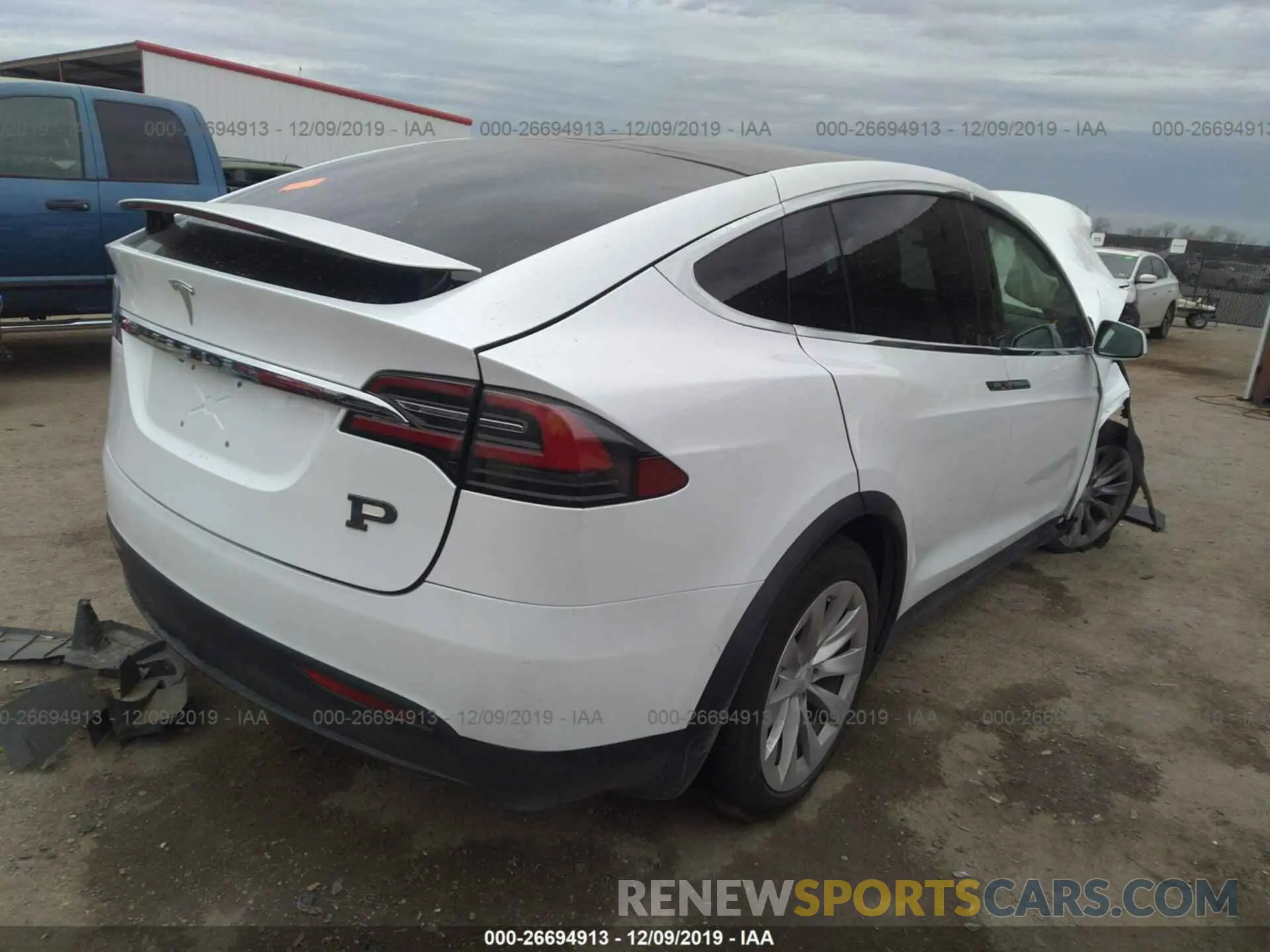4 fotografías del automóvil dañado 5YJXCBE27LF219572 TESLA MODEL X 2020