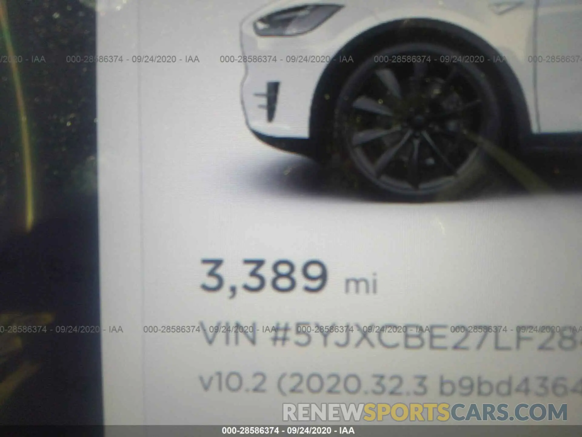 7 fotografías del automóvil dañado 5YJXCBE27LF284776 TESLA MODEL X 2020