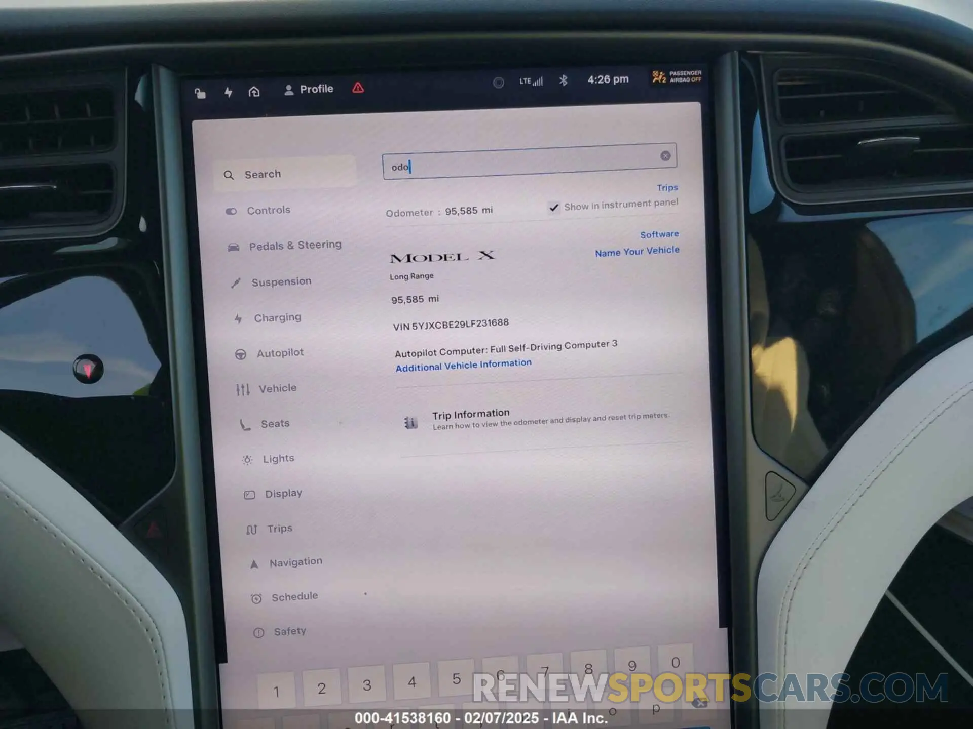 7 fotografías del automóvil dañado 5YJXCBE29LF231688 TESLA MODEL X 2020