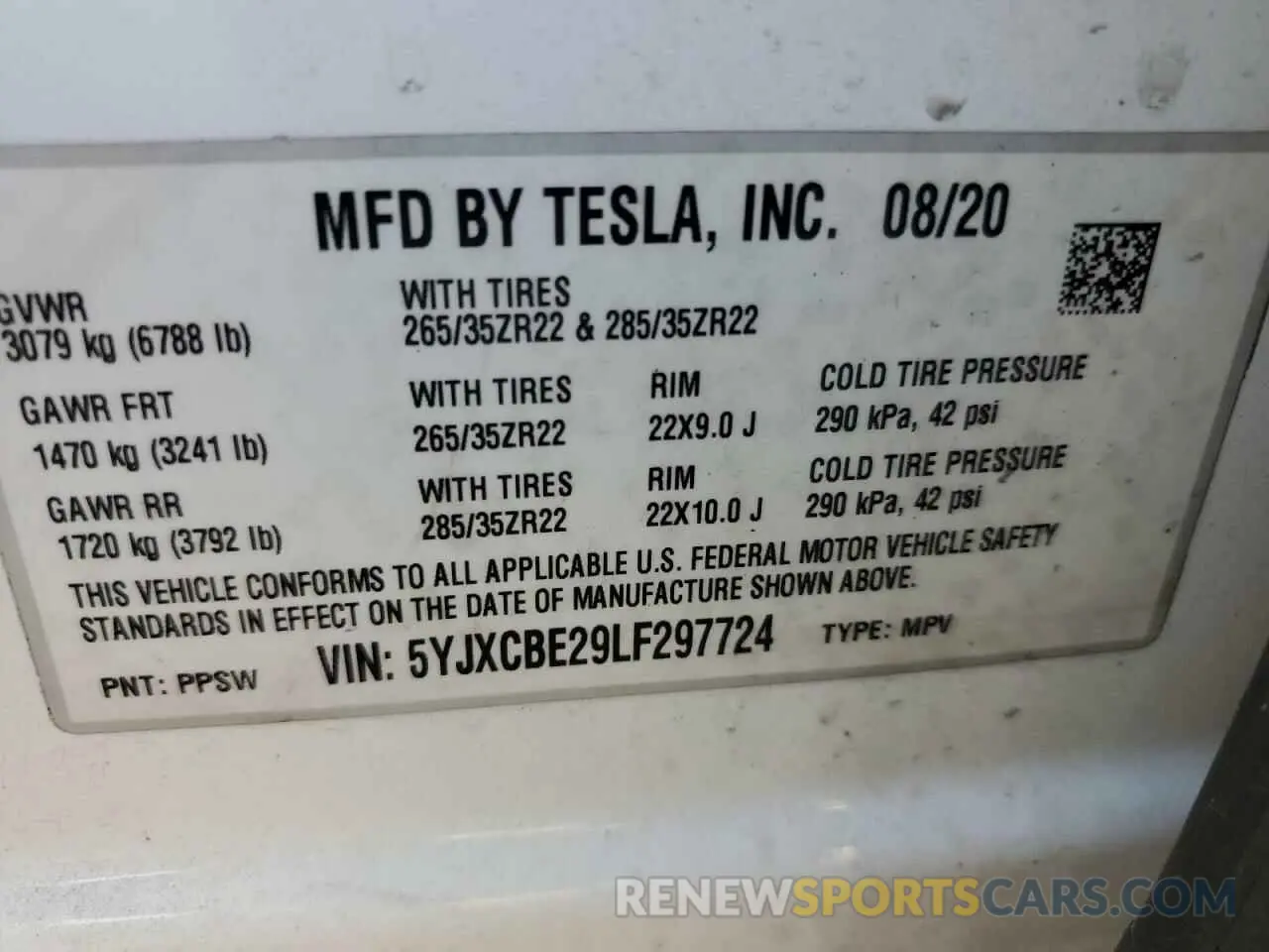 12 fotografías del automóvil dañado 5YJXCBE29LF297724 TESLA MODEL X 2020