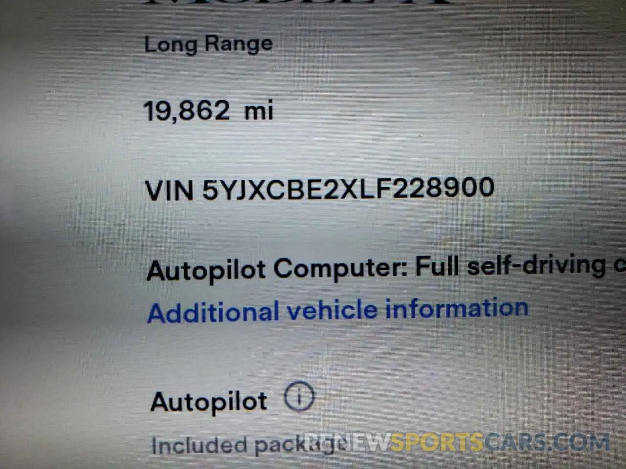 10 fotografías del automóvil dañado 5YJXCBE2XLF228900 TESLA MODEL X 2020