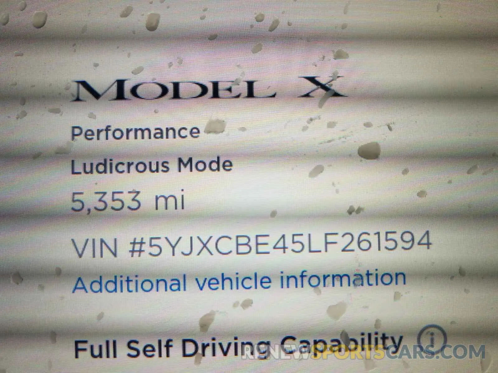 8 fotografías del automóvil dañado 5YJXCBE45LF261594 TESLA MODEL X 2020
