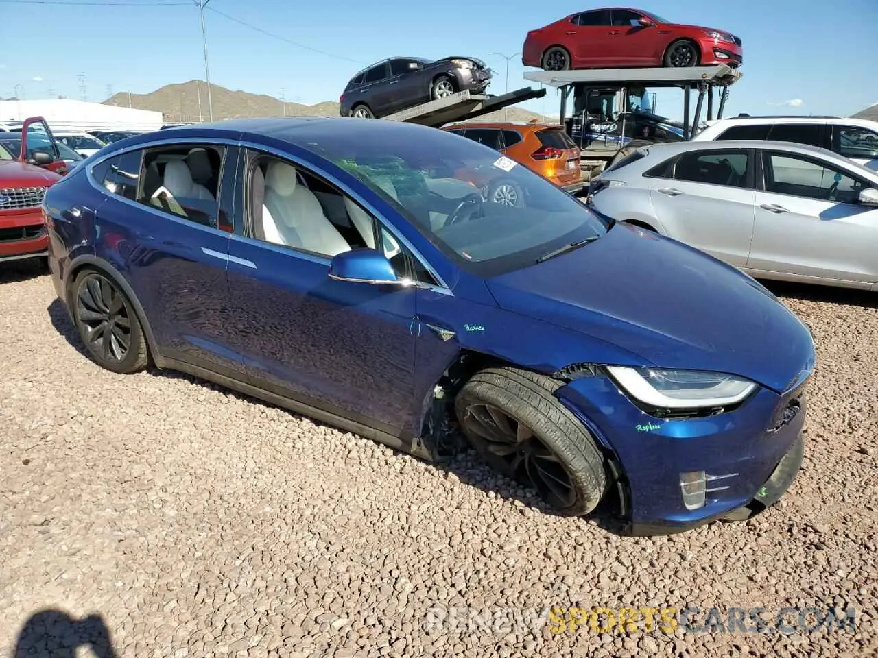4 fotografías del automóvil dañado 5YJXCBE49LF274137 TESLA MODEL X 2020