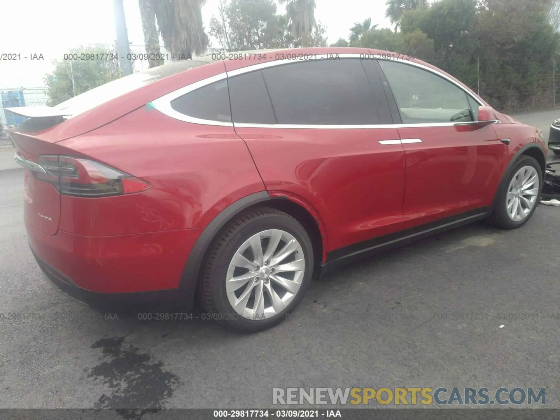 4 fotografías del automóvil dañado 5YJXCCE2XMF311041 TESLA MODEL X 2020