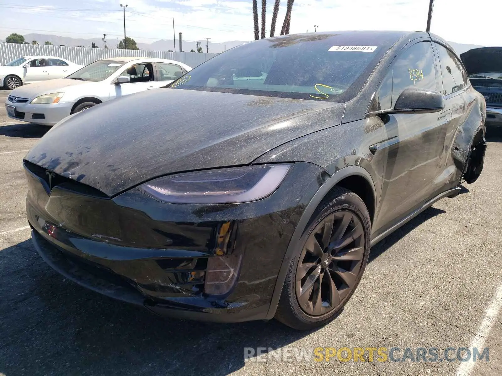 2 fotografías del automóvil dañado 5YJXCDE21LF283750 TESLA MODEL X 2020