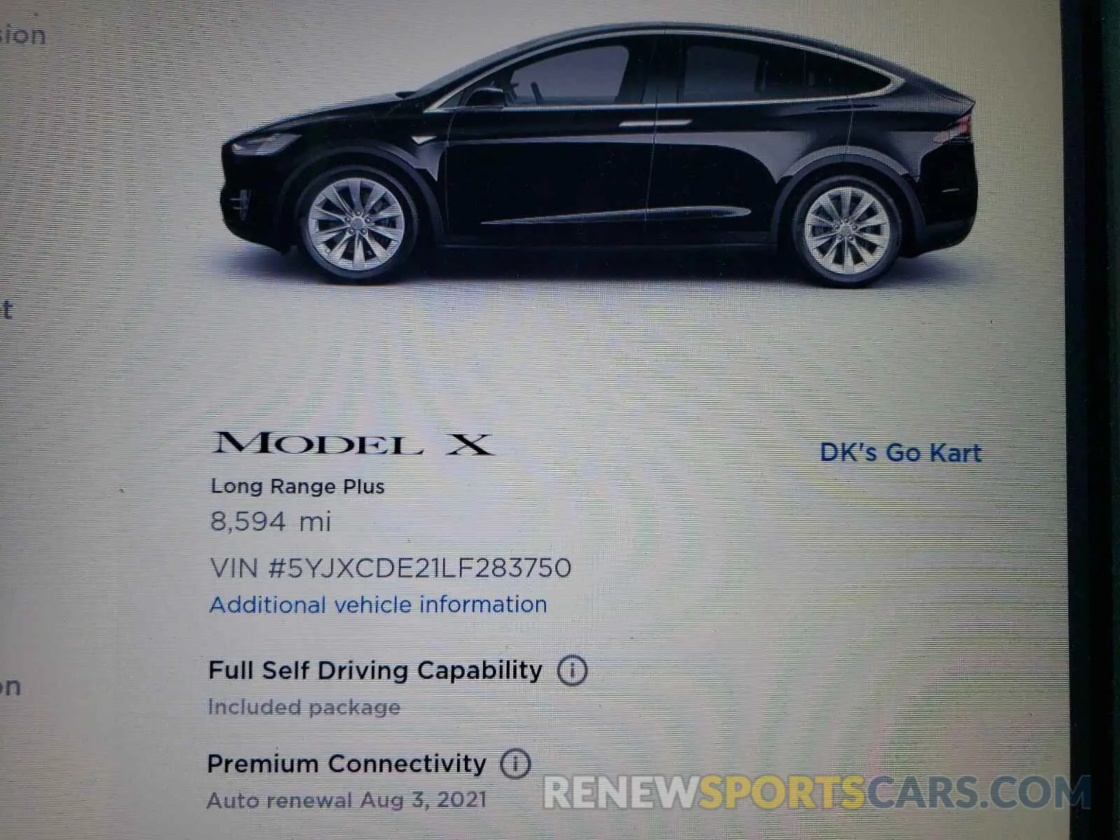 8 fotografías del automóvil dañado 5YJXCDE21LF283750 TESLA MODEL X 2020