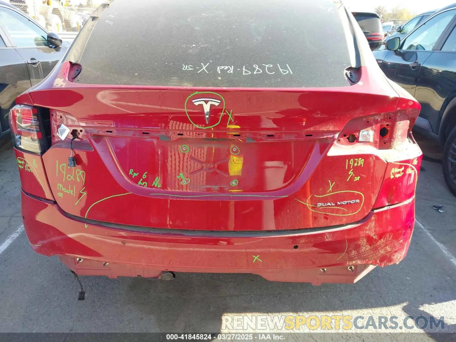 6 fotografías del automóvil dañado 5YJXCDE22LF217014 TESLA MODEL X 2020