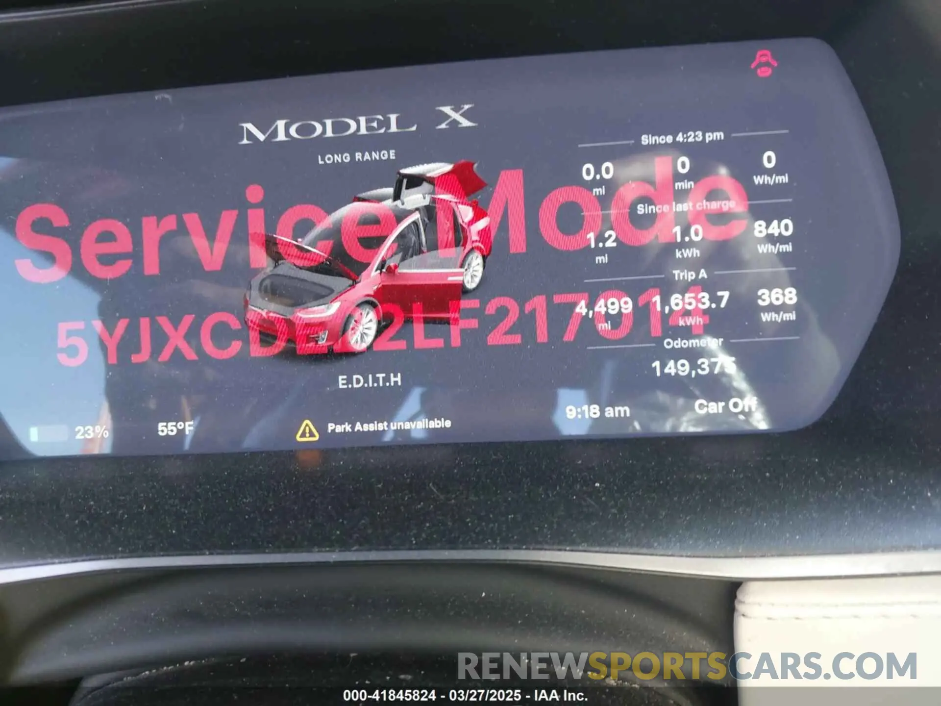 7 fotografías del automóvil dañado 5YJXCDE22LF217014 TESLA MODEL X 2020