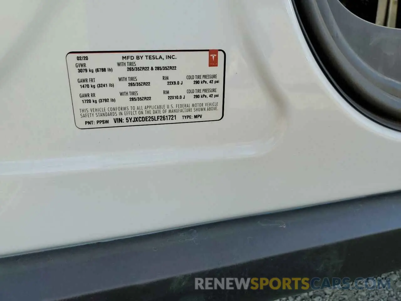 12 fotografías del automóvil dañado 5YJXCDE25LF261721 TESLA MODEL X 2020
