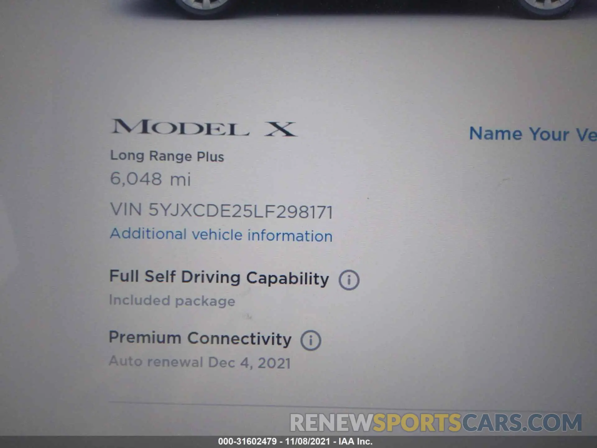 7 fotografías del automóvil dañado 5YJXCDE25LF298171 TESLA MODEL X 2020
