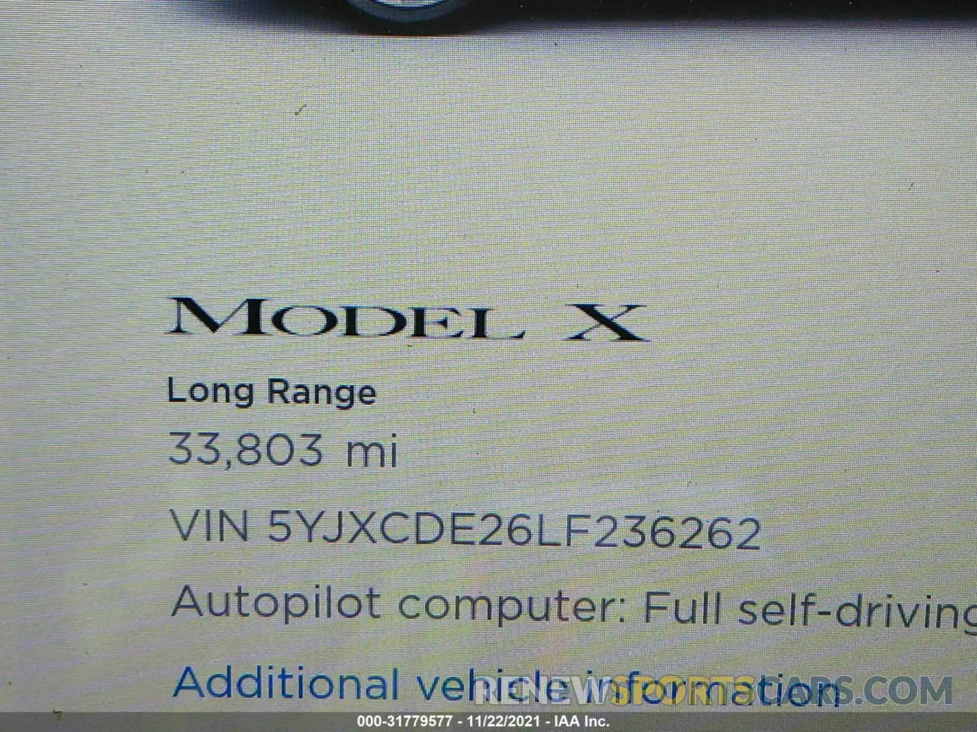 7 fotografías del automóvil dañado 5YJXCDE26LF236262 TESLA MODEL X 2020