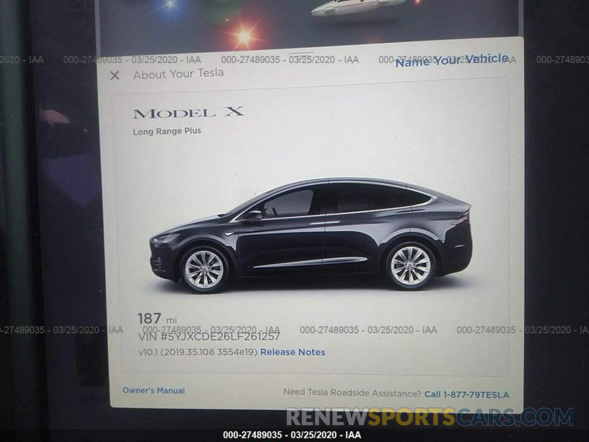 7 fotografías del automóvil dañado 5YJXCDE26LF261257 TESLA MODEL X 2020