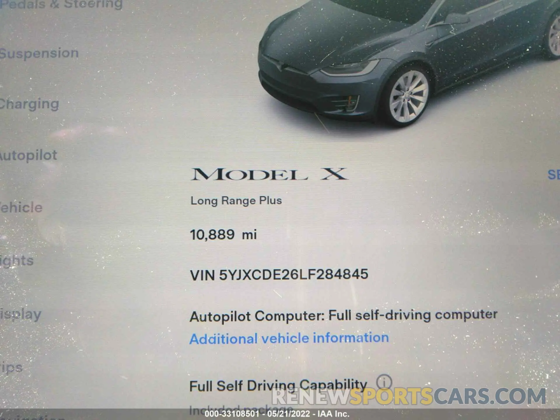 7 fotografías del automóvil dañado 5YJXCDE26LF284845 TESLA MODEL X 2020