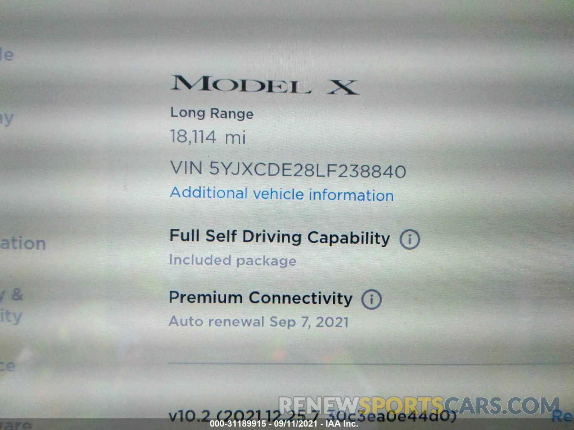 7 fotografías del automóvil dañado 5YJXCDE28LF238840 TESLA MODEL X 2020