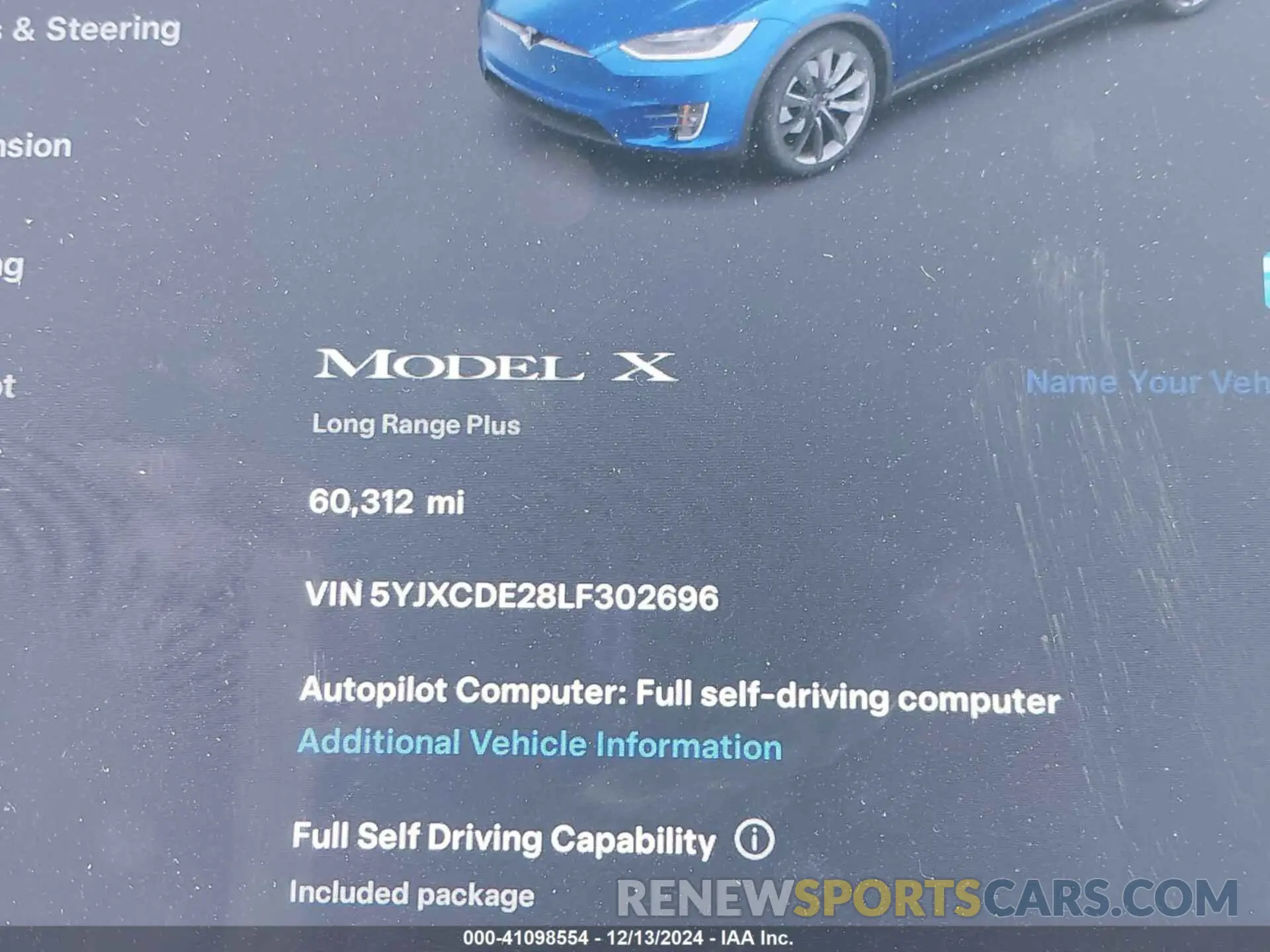14 fotografías del automóvil dañado 5YJXCDE28LF302696 TESLA MODEL X 2020