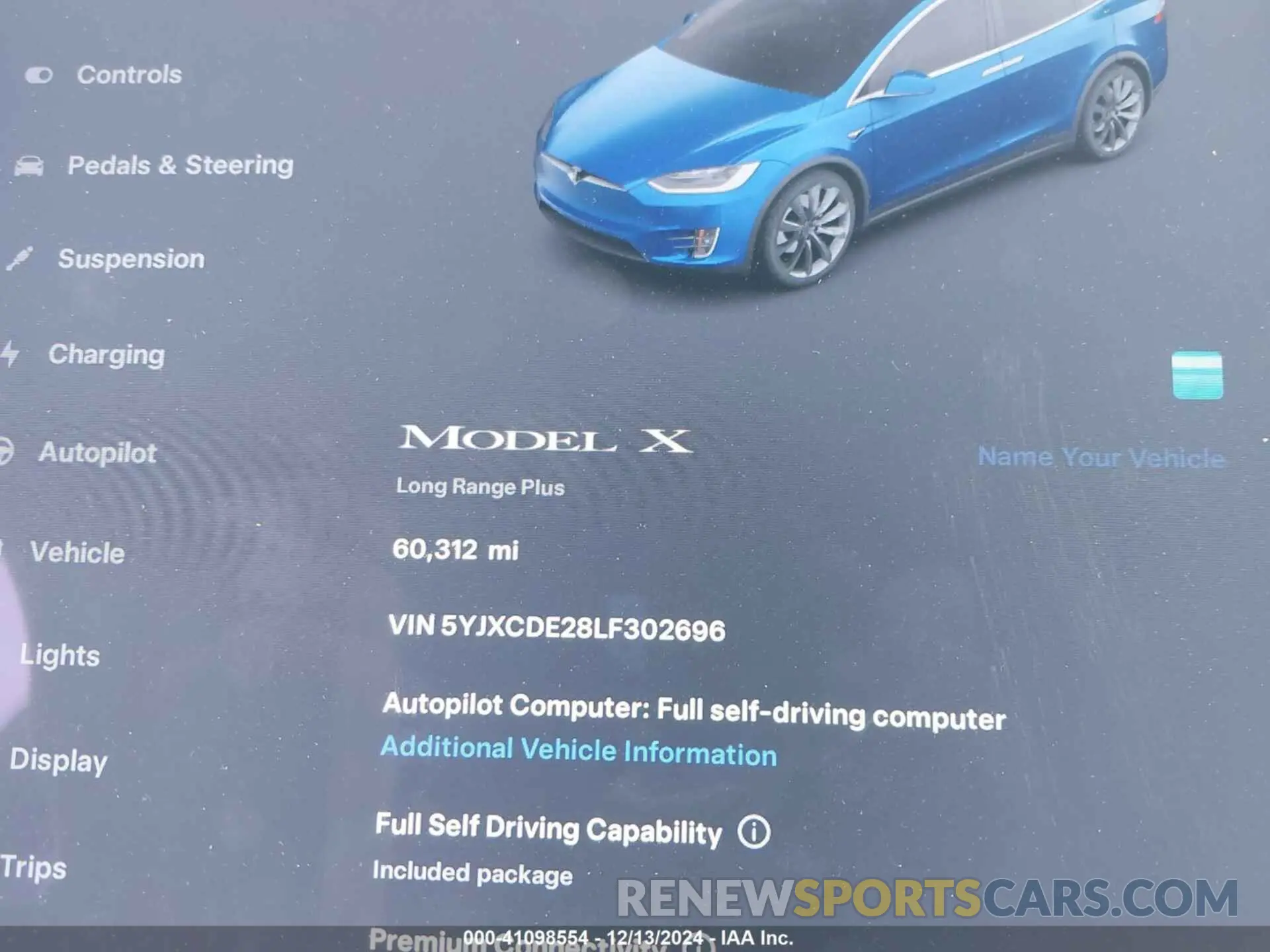 7 fotografías del automóvil dañado 5YJXCDE28LF302696 TESLA MODEL X 2020