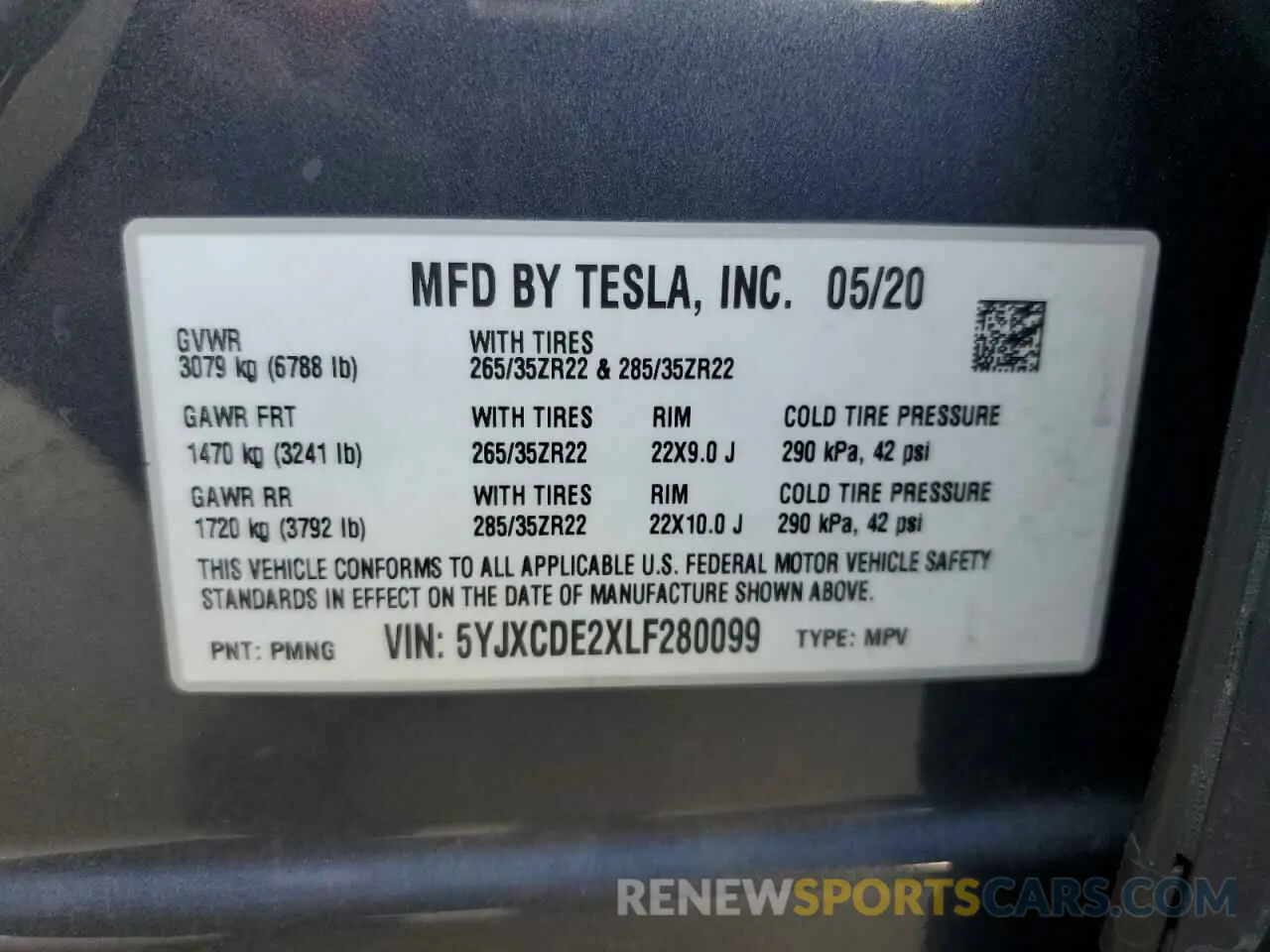 13 fotografías del automóvil dañado 5YJXCDE2XLF280099 TESLA MODEL X 2020
