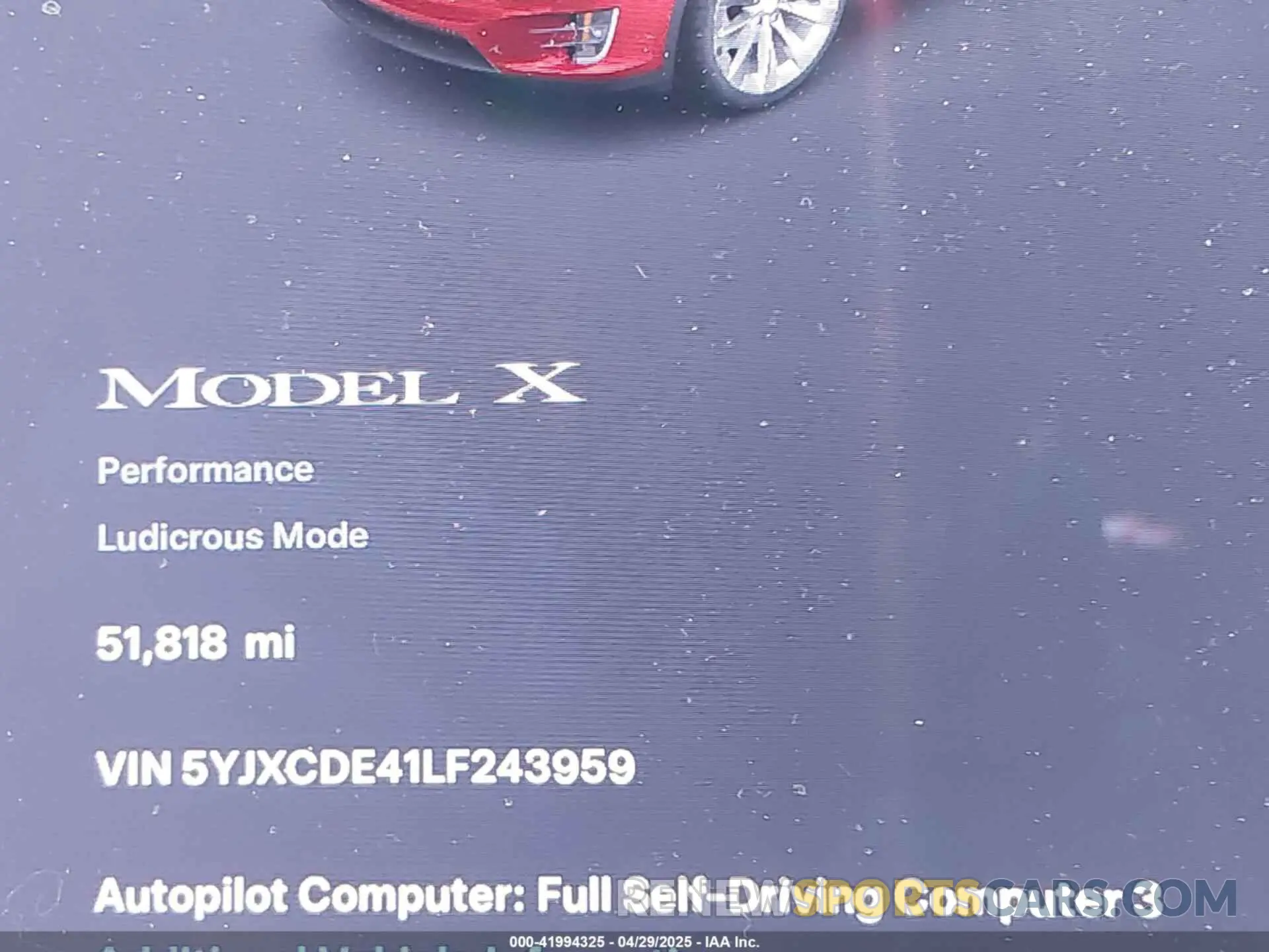 16 fotografías del automóvil dañado 5YJXCDE41LF243959 TESLA MODEL X 2020