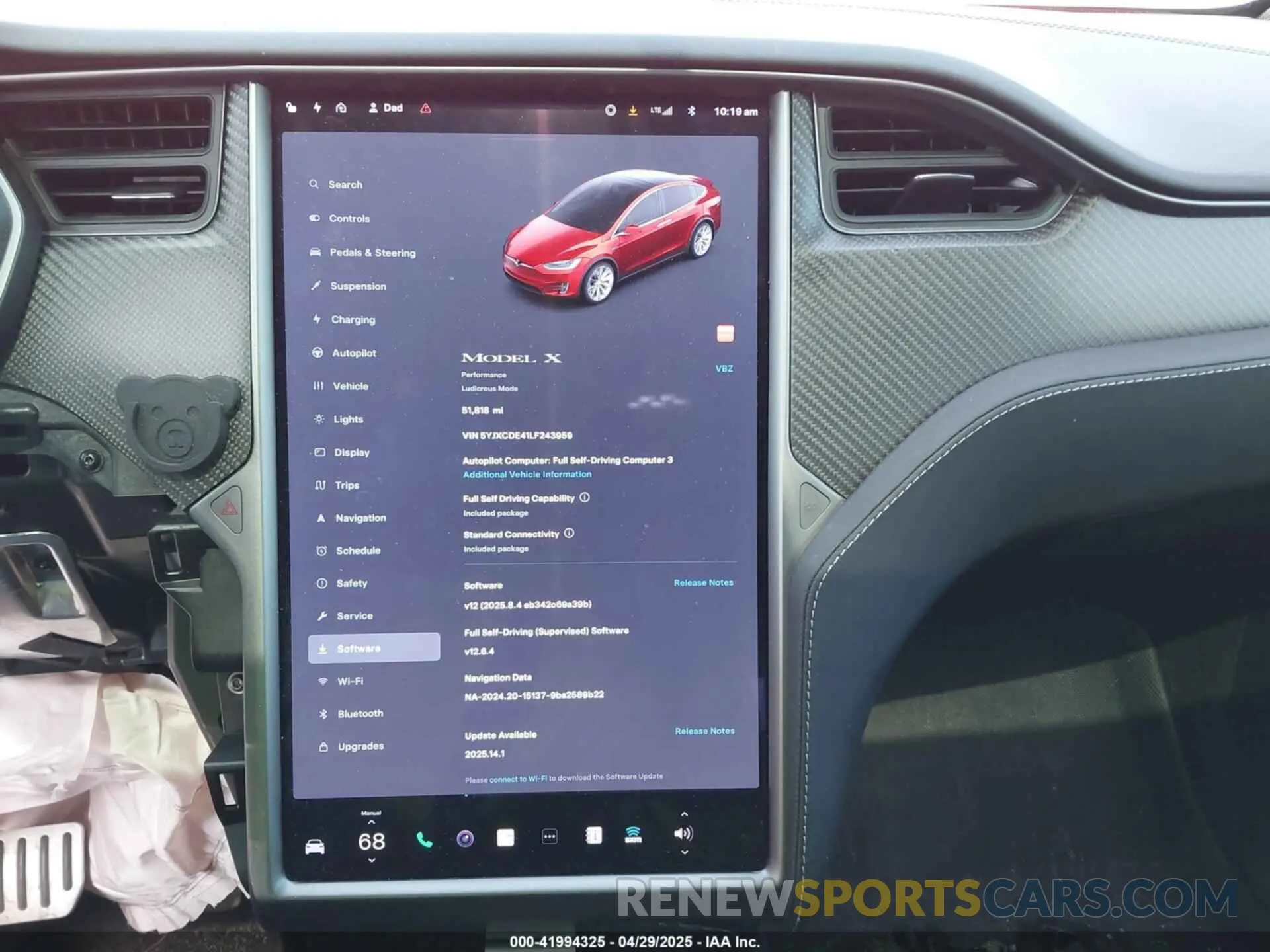 19 fotografías del automóvil dañado 5YJXCDE41LF243959 TESLA MODEL X 2020