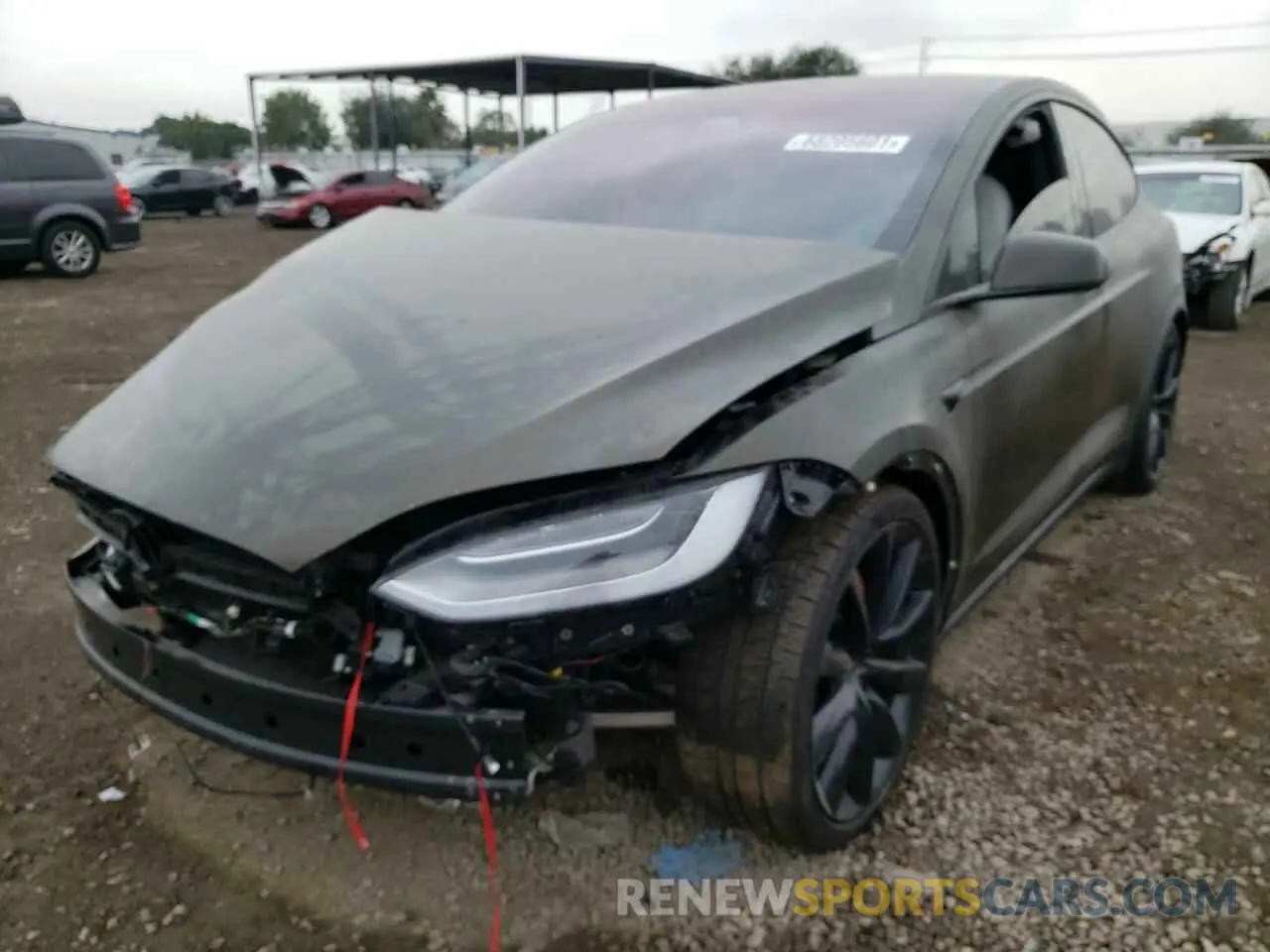 2 fotografías del automóvil dañado 5YJXCDE42LF286030 TESLA MODEL X 2020