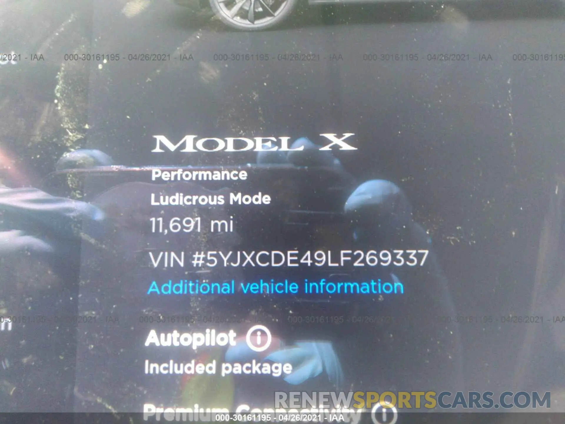 7 fotografías del automóvil dañado 5YJXCDE49LF269337 TESLA MODEL X 2020