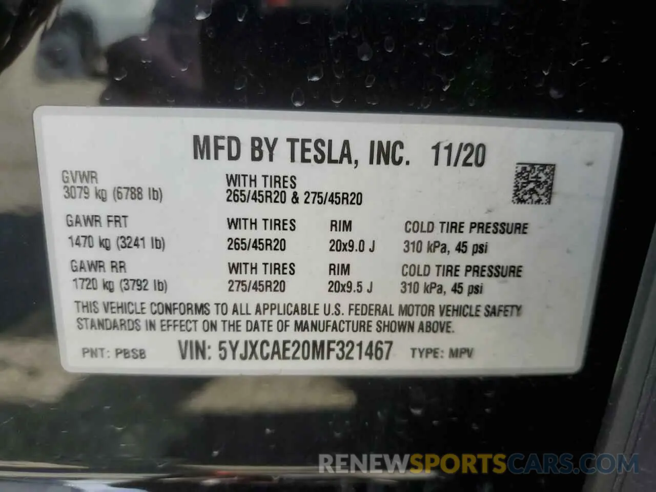 14 fotografías del automóvil dañado 5YJXCAE20MF321467 TESLA MODEL X 2021